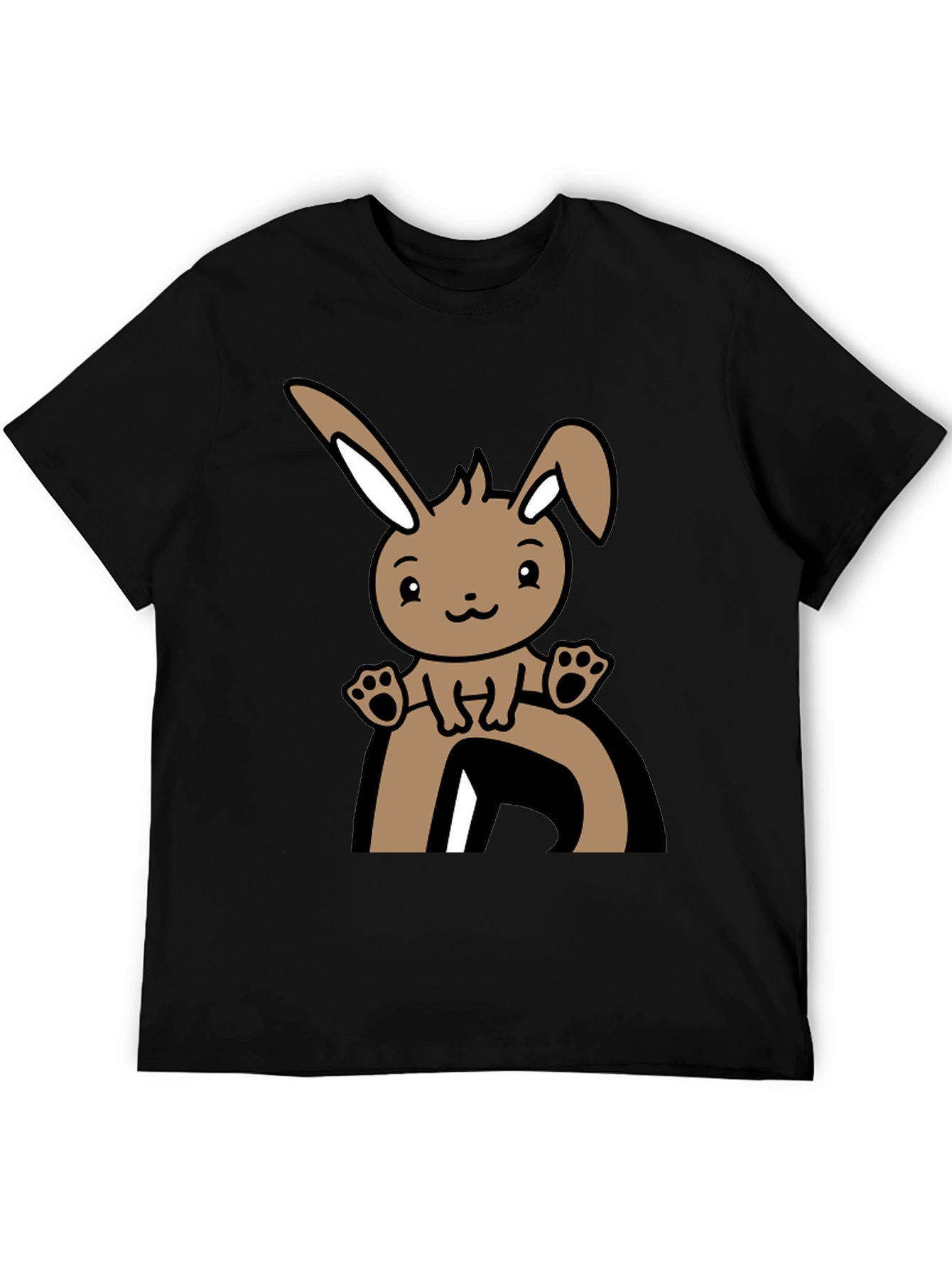 Cute Bunny Graphic Tee - Black