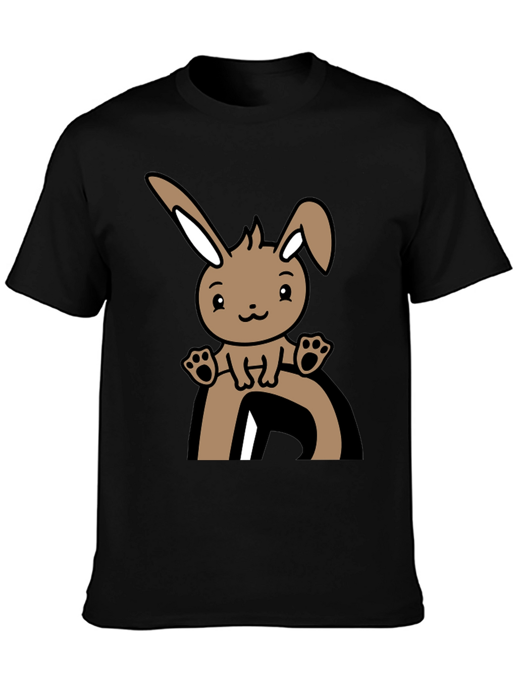 Cute Bunny Graphic Tee - Black