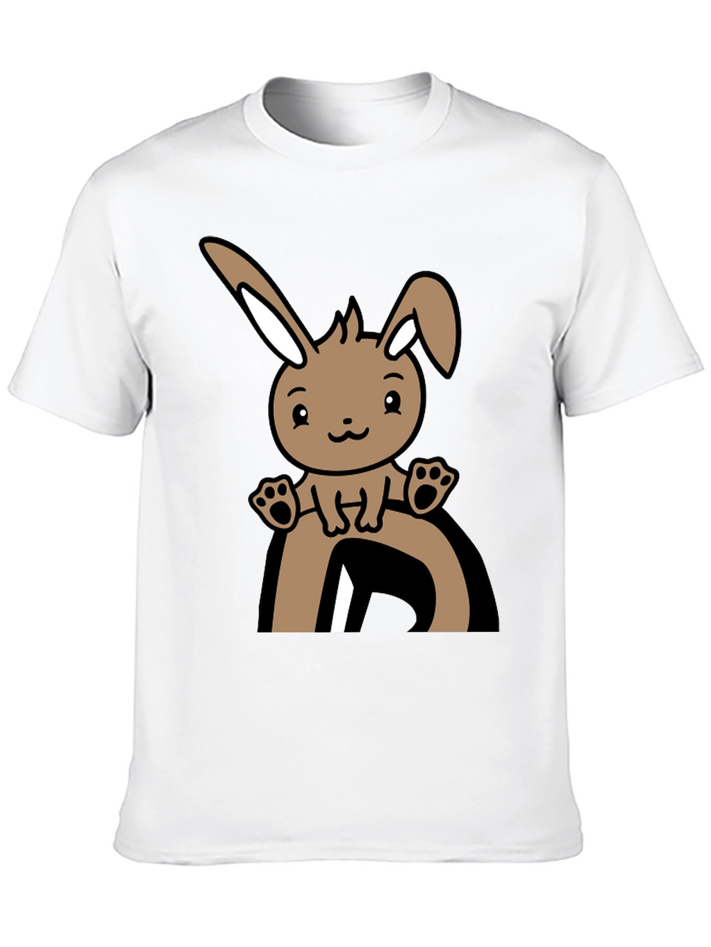 Cute Bunny Graphic Tee - Black