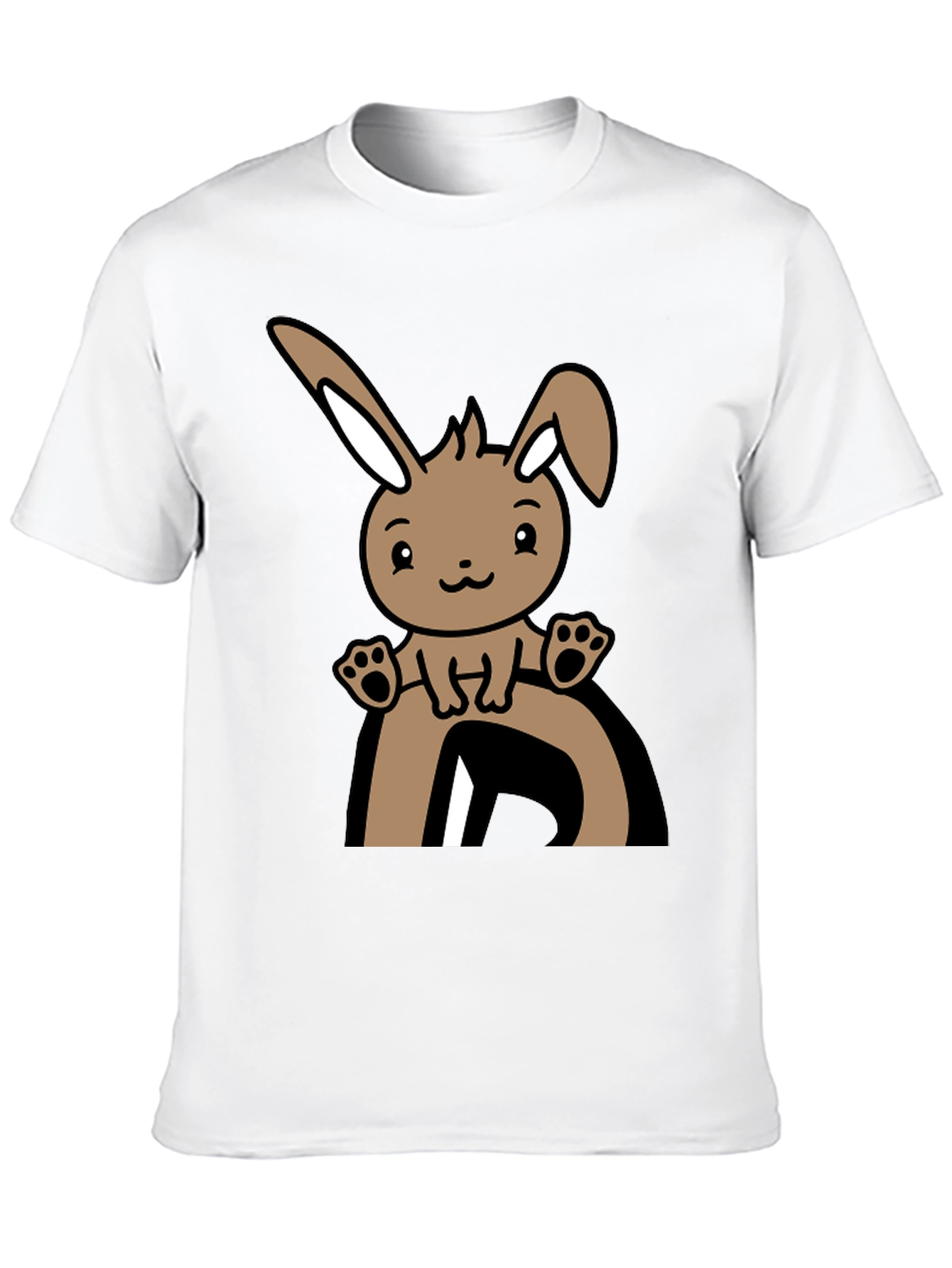 Cute Bunny Graphic Tee - Black
