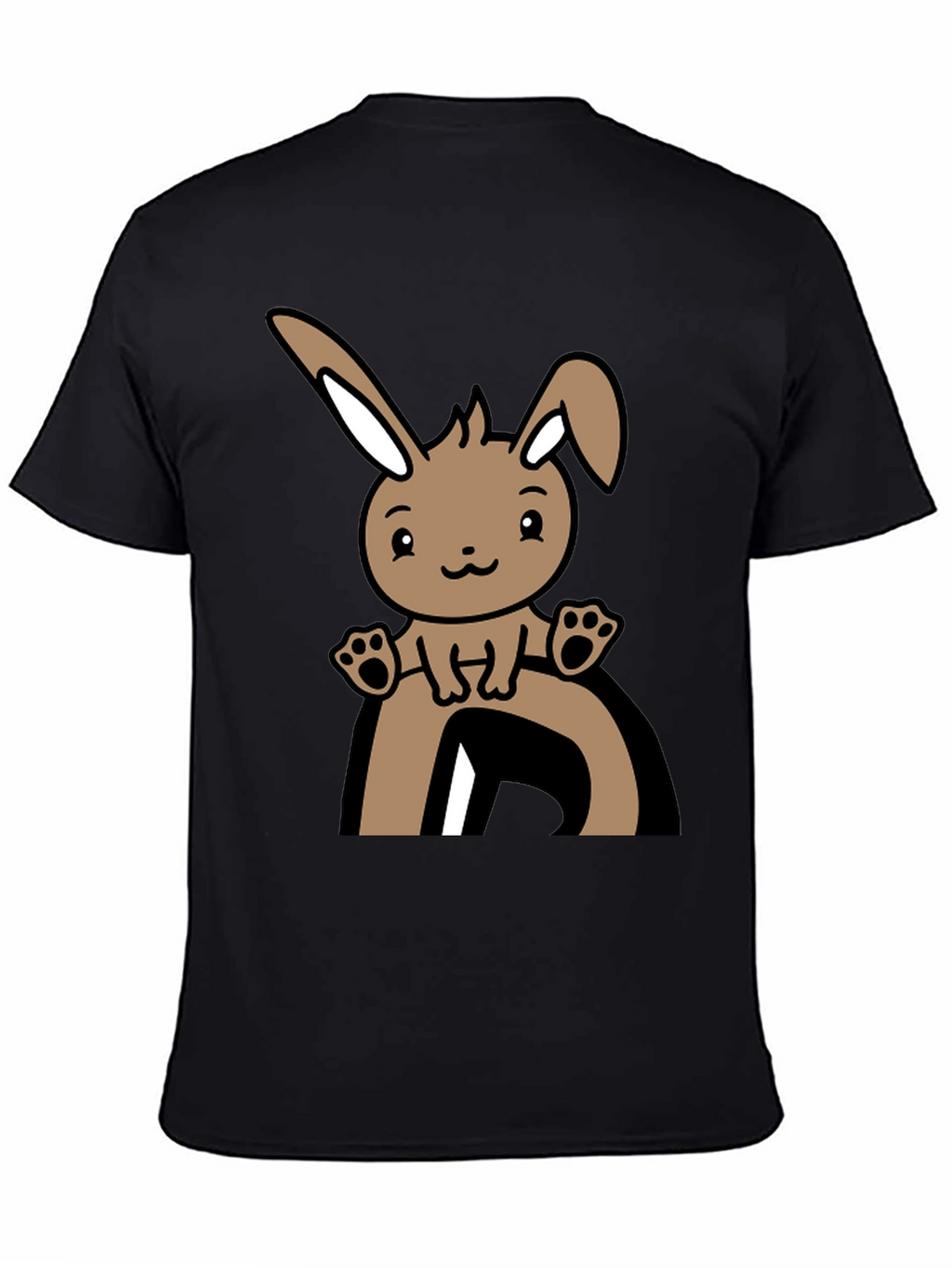 Cute Bunny Graphic Tee - Black
