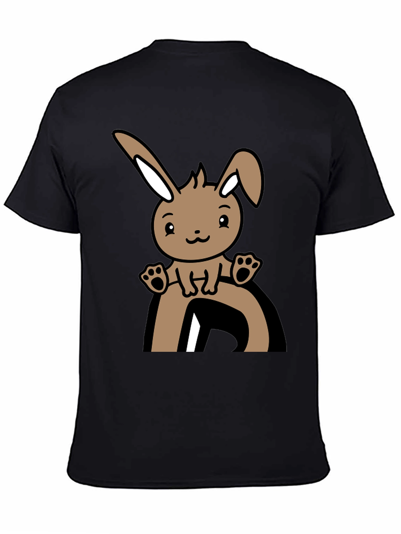 Cute Bunny Graphic Tee - Black