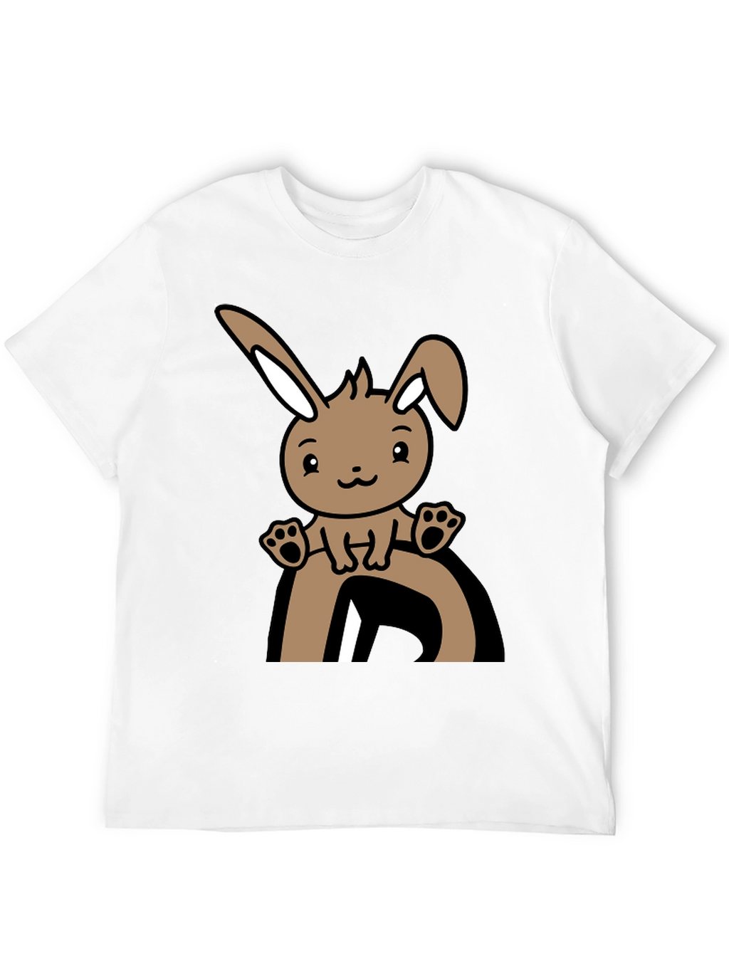 Cute Bunny Graphic Tee - Black