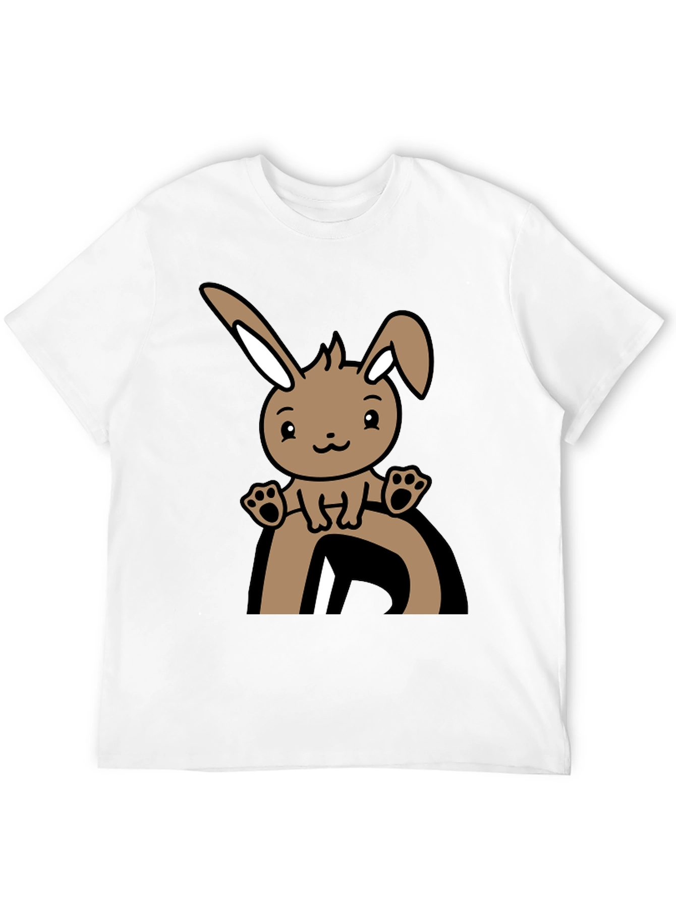 Cute Bunny Graphic Tee - Black