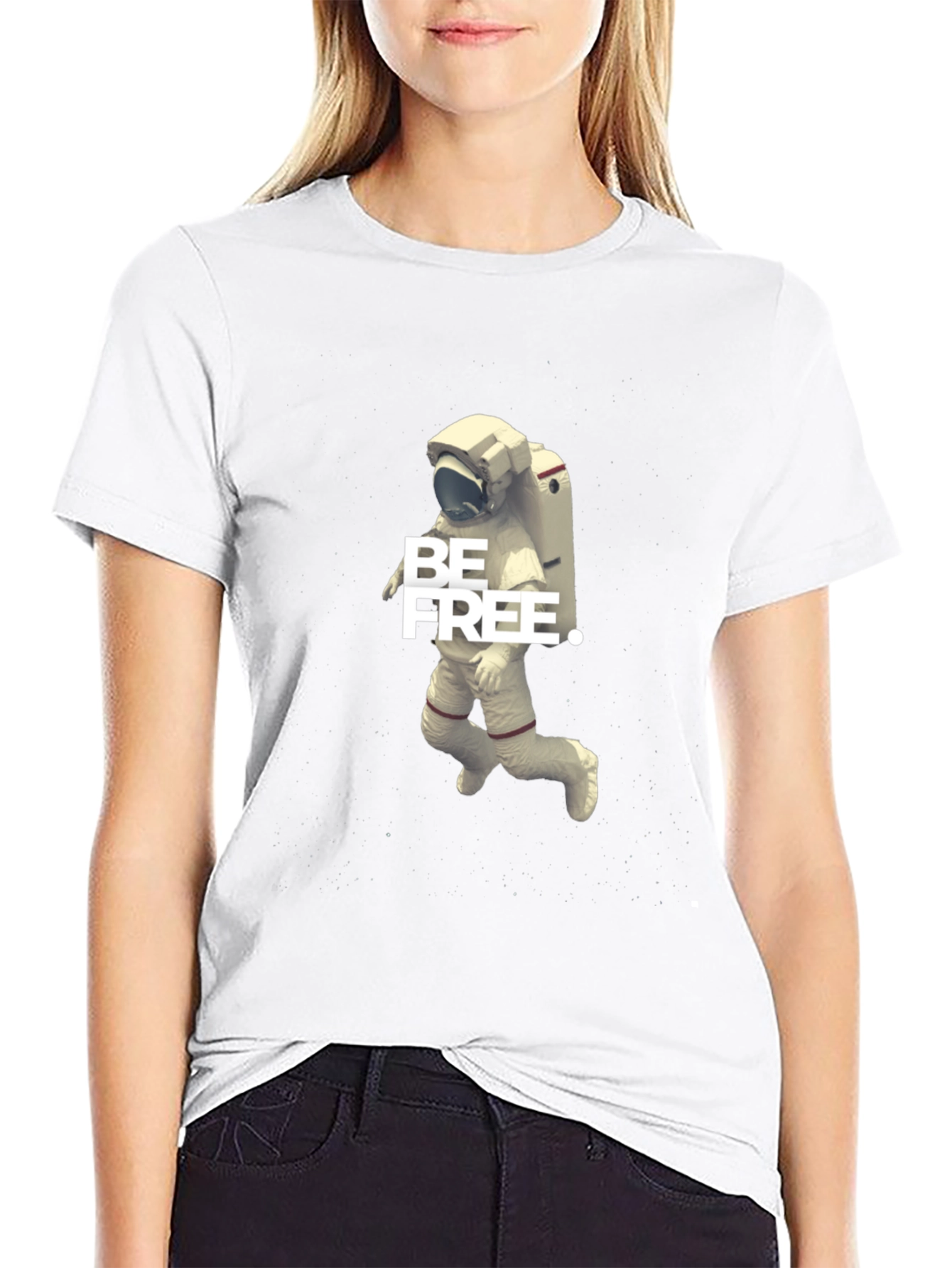 Be Free Astronaut Graphic Tee - Black Cotton Blend