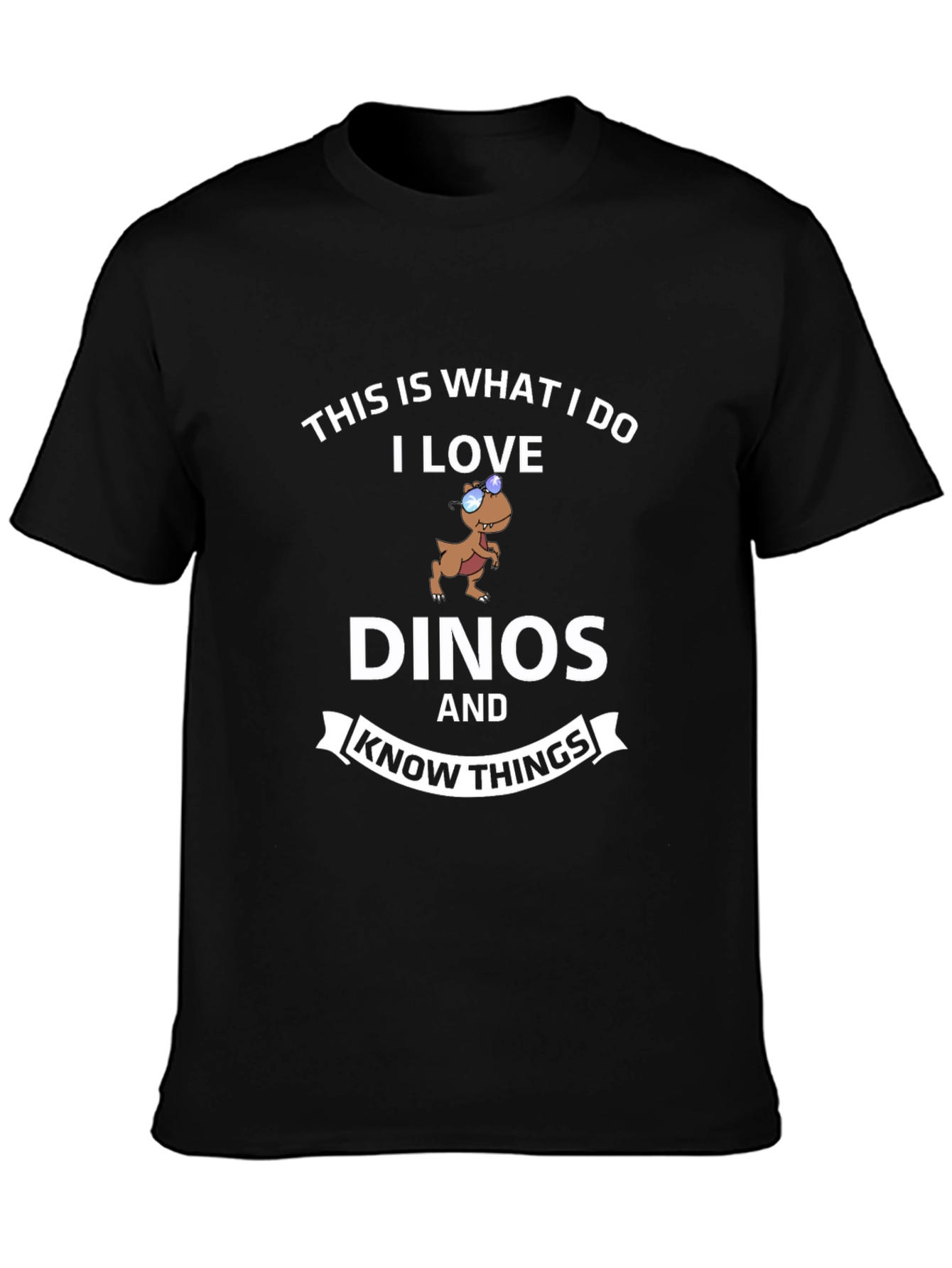 Dino Lover T-Shirt - I Love Dinos and Know Things Black Tee