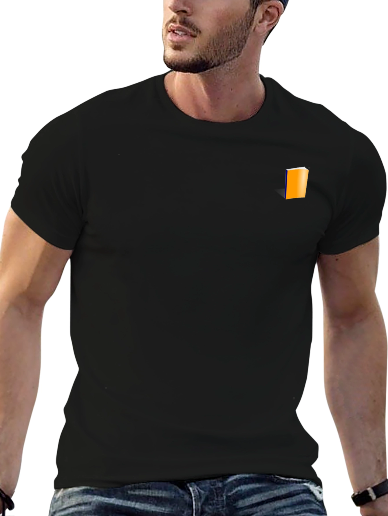 Mens Black T-Shirt with Book Graphic