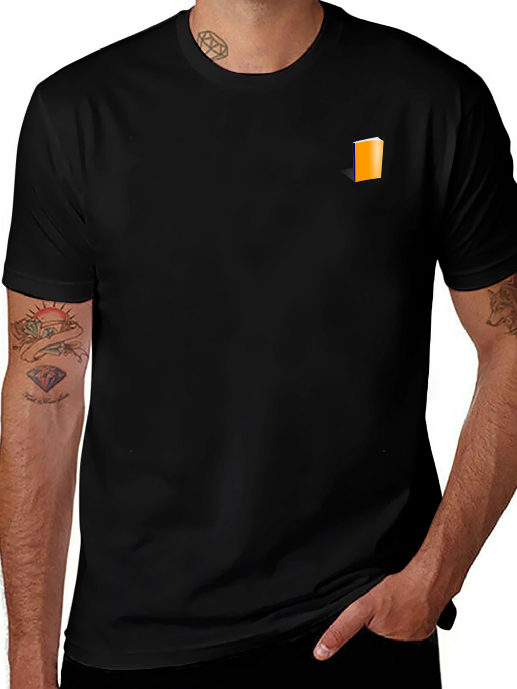 Mens Black T-Shirt with Book Graphic