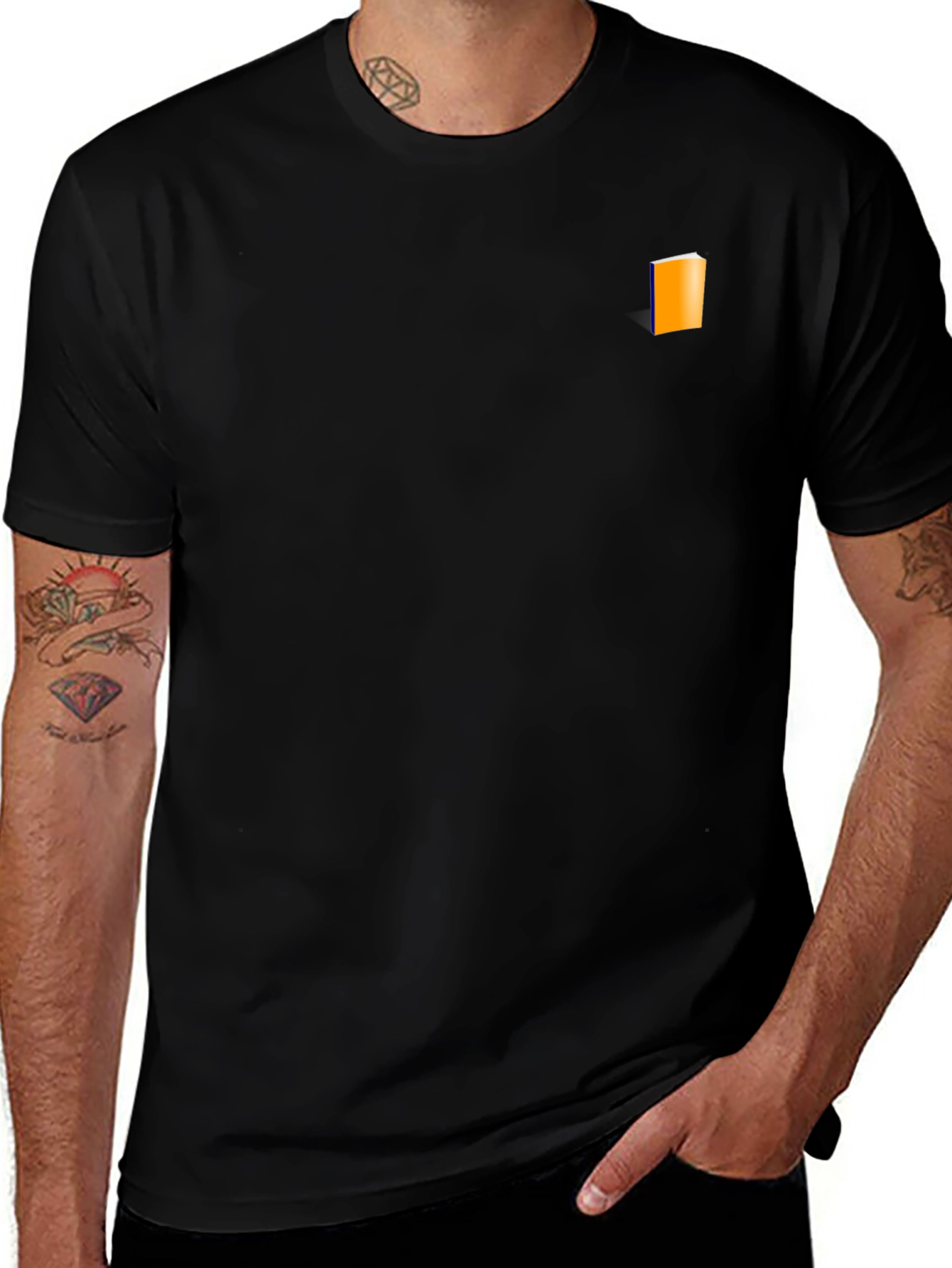 Mens Black T-Shirt with Book Graphic