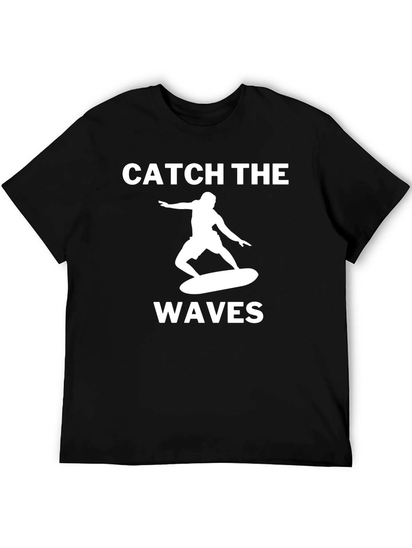 Catch The Waves Graphic Tee - Black Cotton T-Shirt