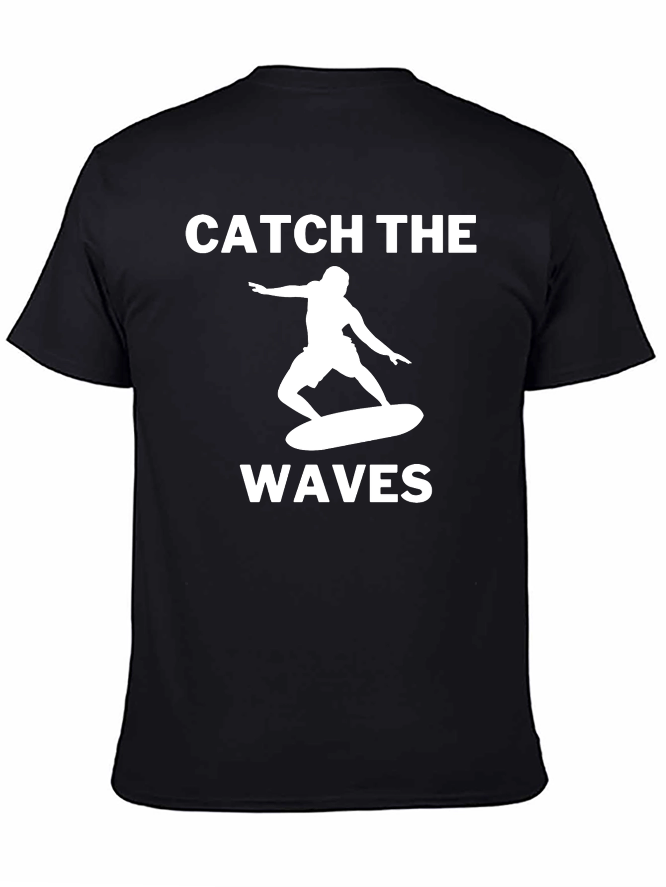Catch The Waves Graphic Tee - Black Cotton T-Shirt