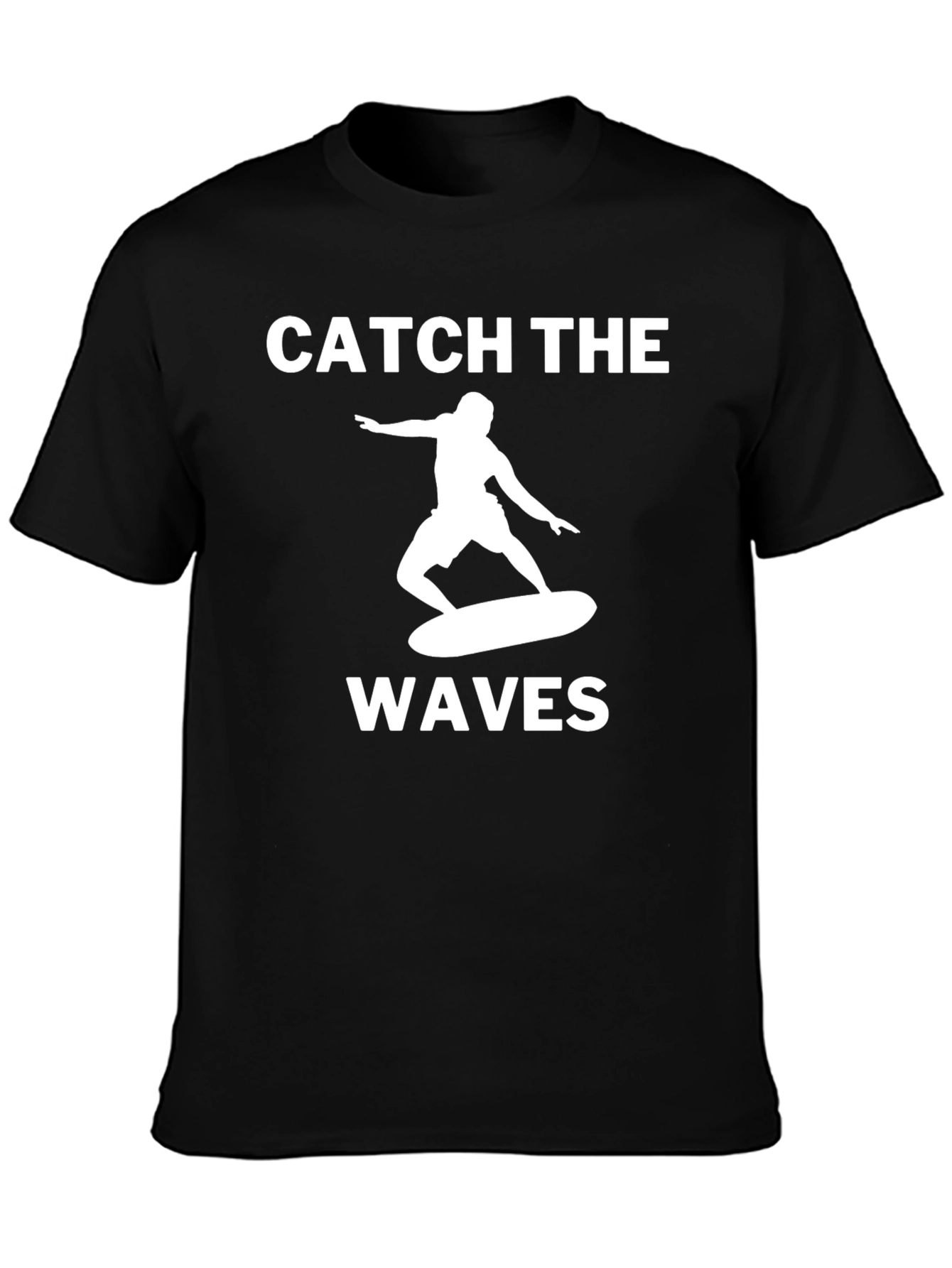 Catch The Waves Graphic Tee - Black Cotton T-Shirt