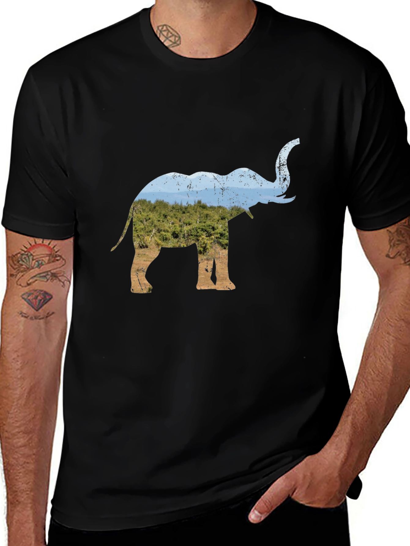 Elephant Nature Graphic Tee - Black