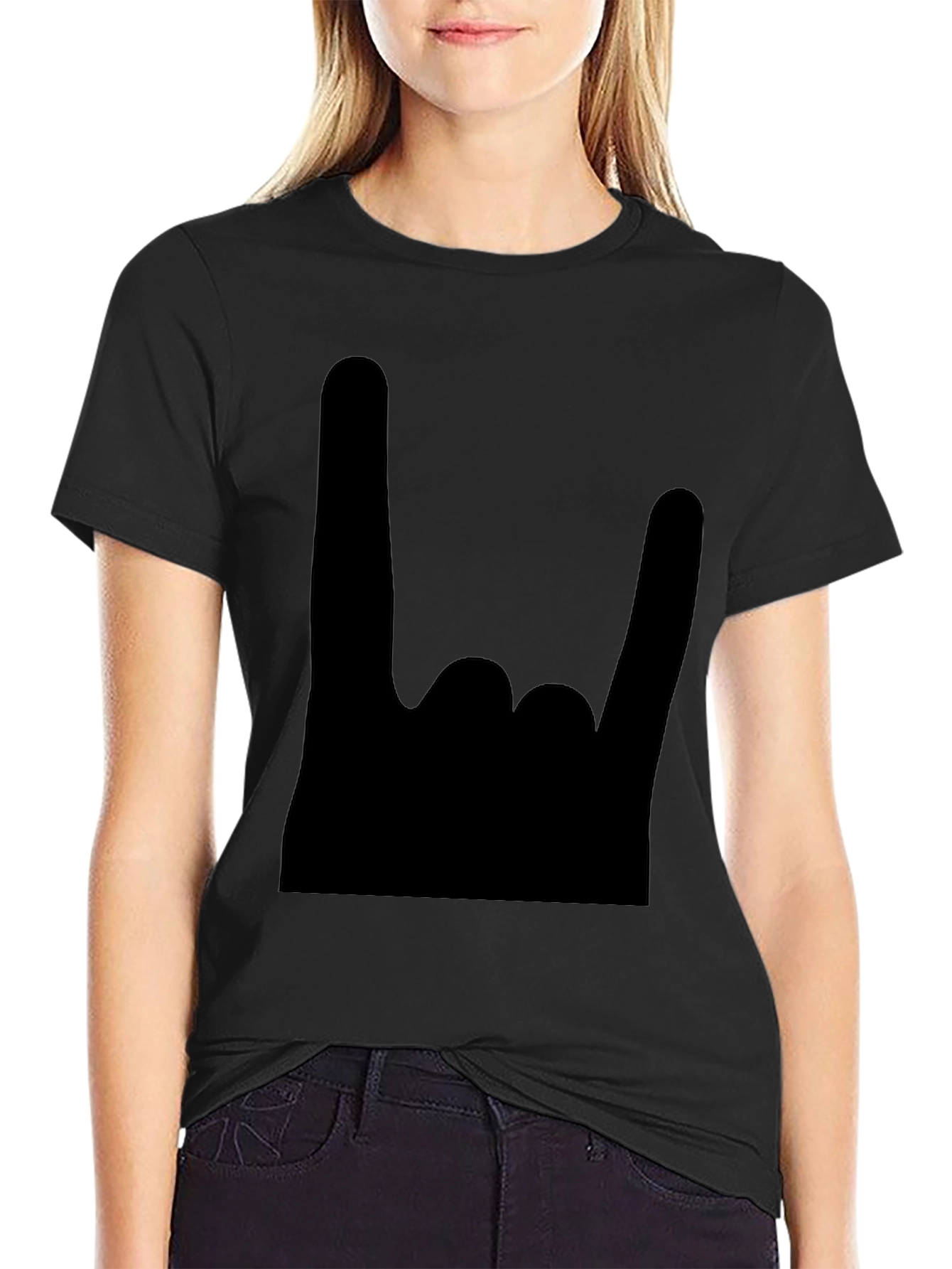 Rock On Black T-Shirt - Heavy Metal Hand Sign