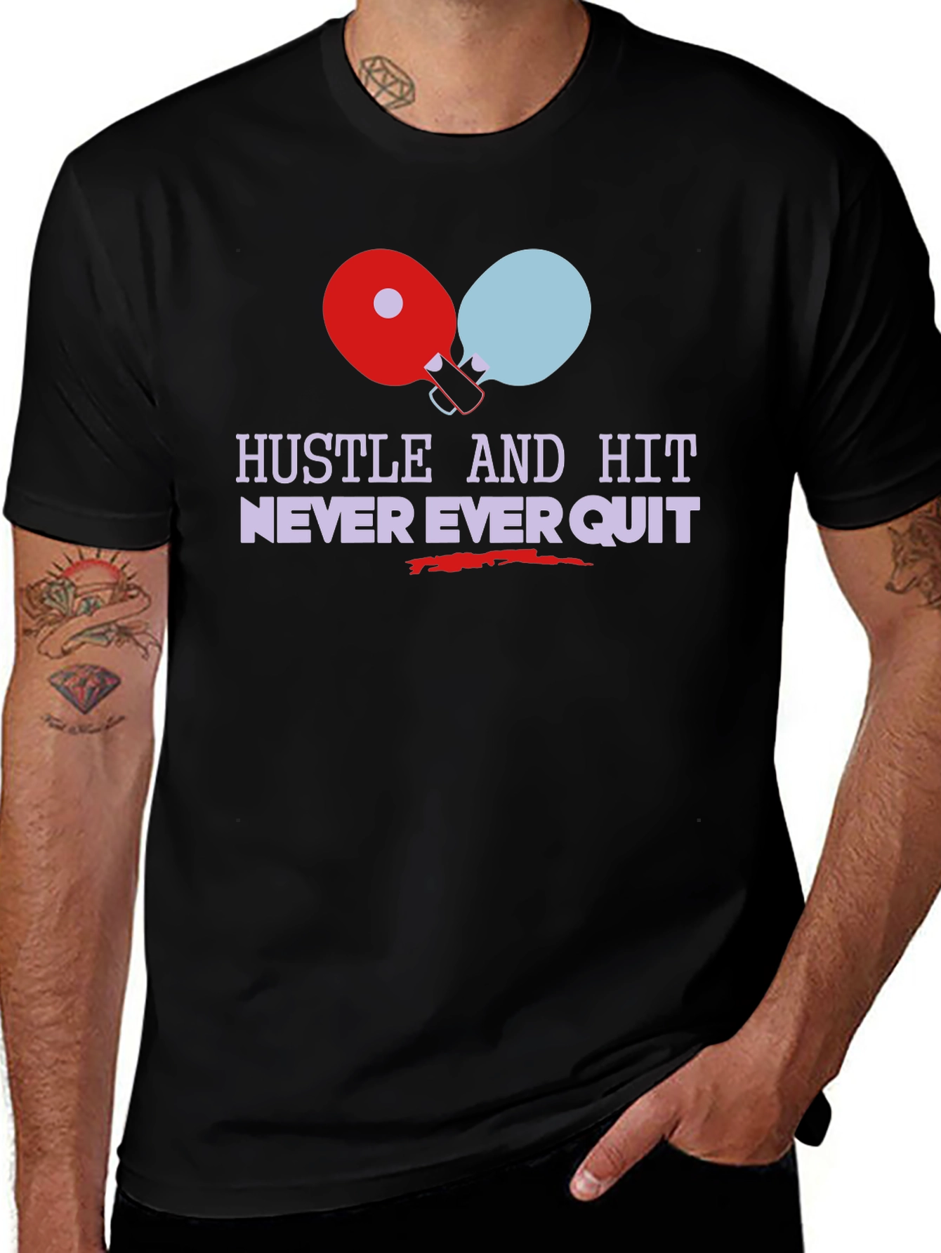 Hustle & Hit Graphic Tee - Never Quit Sports Shirt