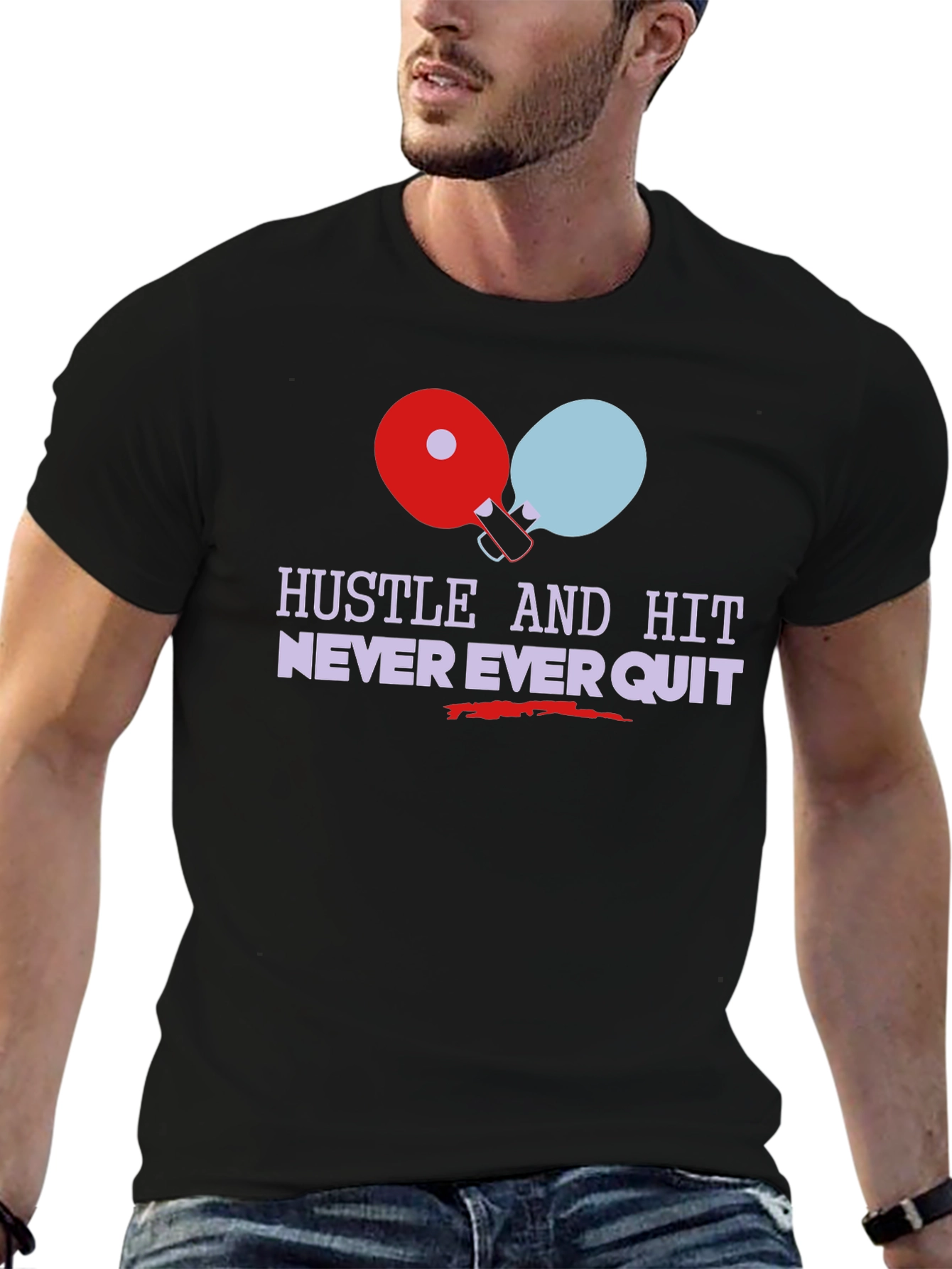Hustle & Hit Graphic Tee - Never Quit Sports Shirt
