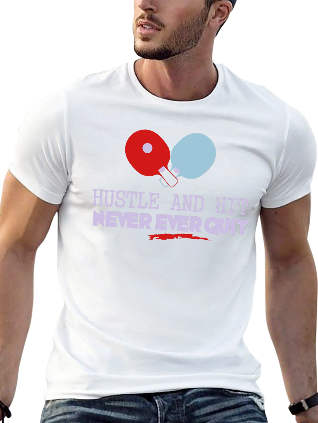 Hustle & Hit Graphic Tee - Never Quit Sports Shirt