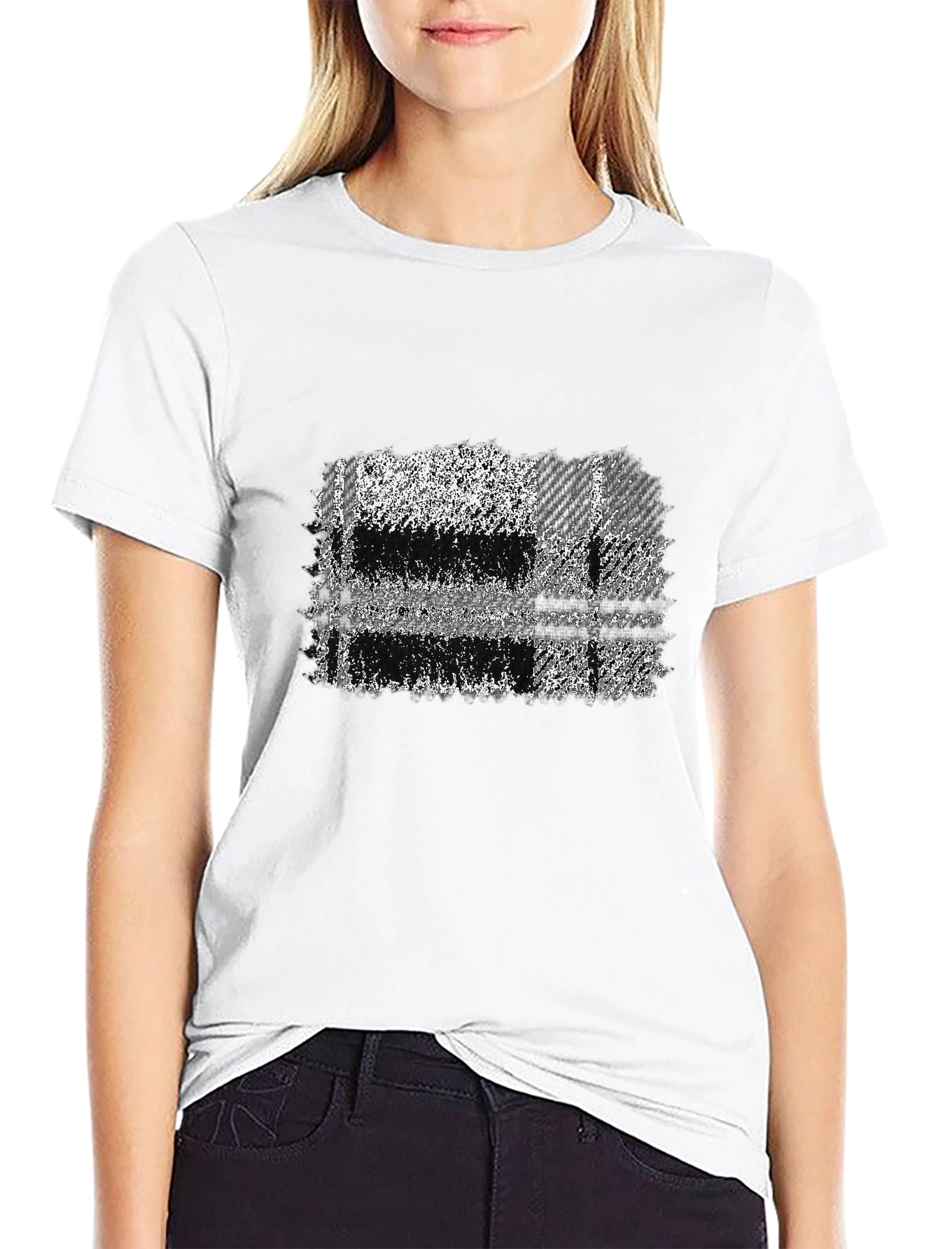 Abstract Plaid Graphic Tee - Mens Black T-Shirt
