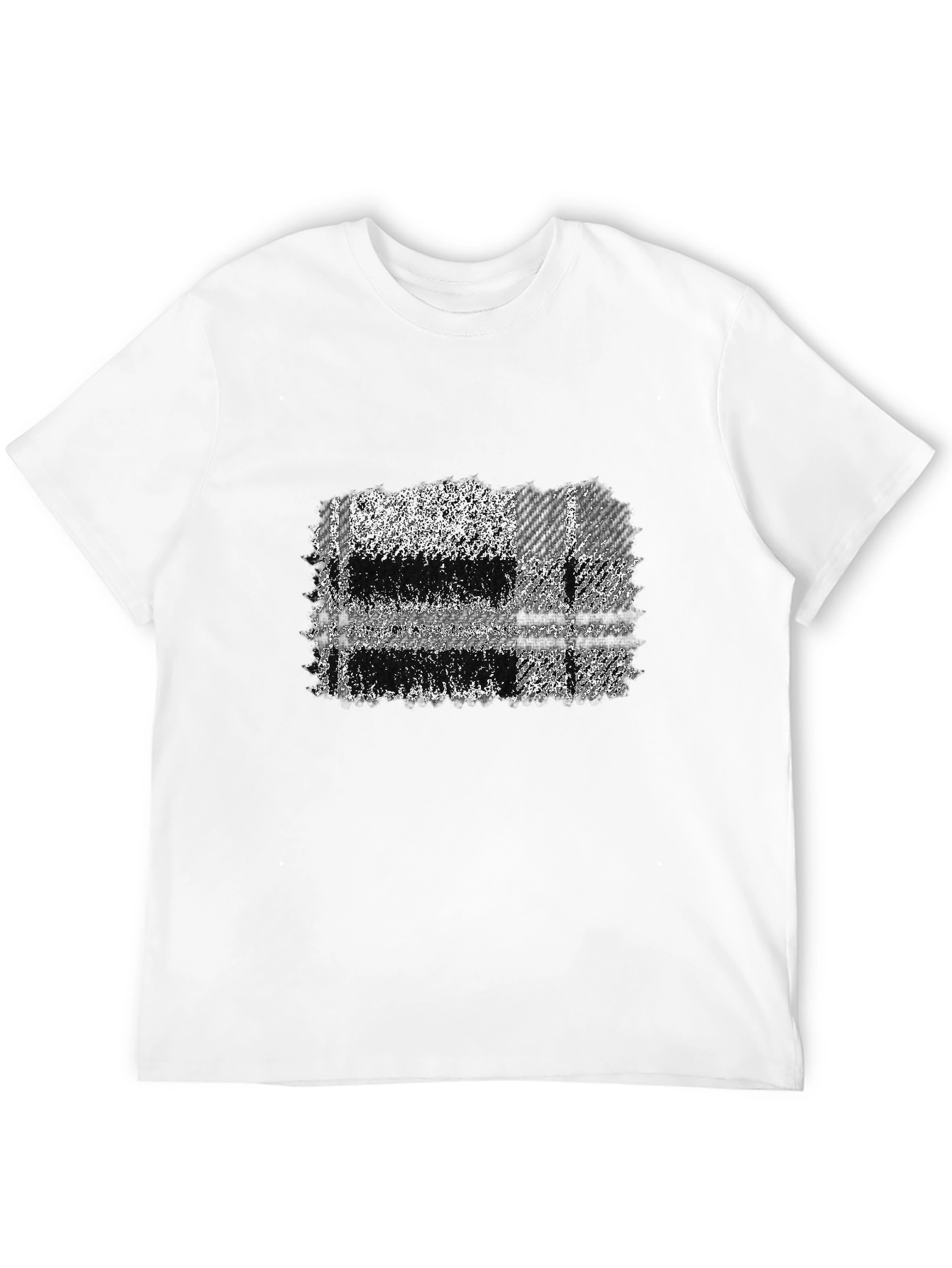 Abstract Plaid Graphic Tee - Mens Black T-Shirt