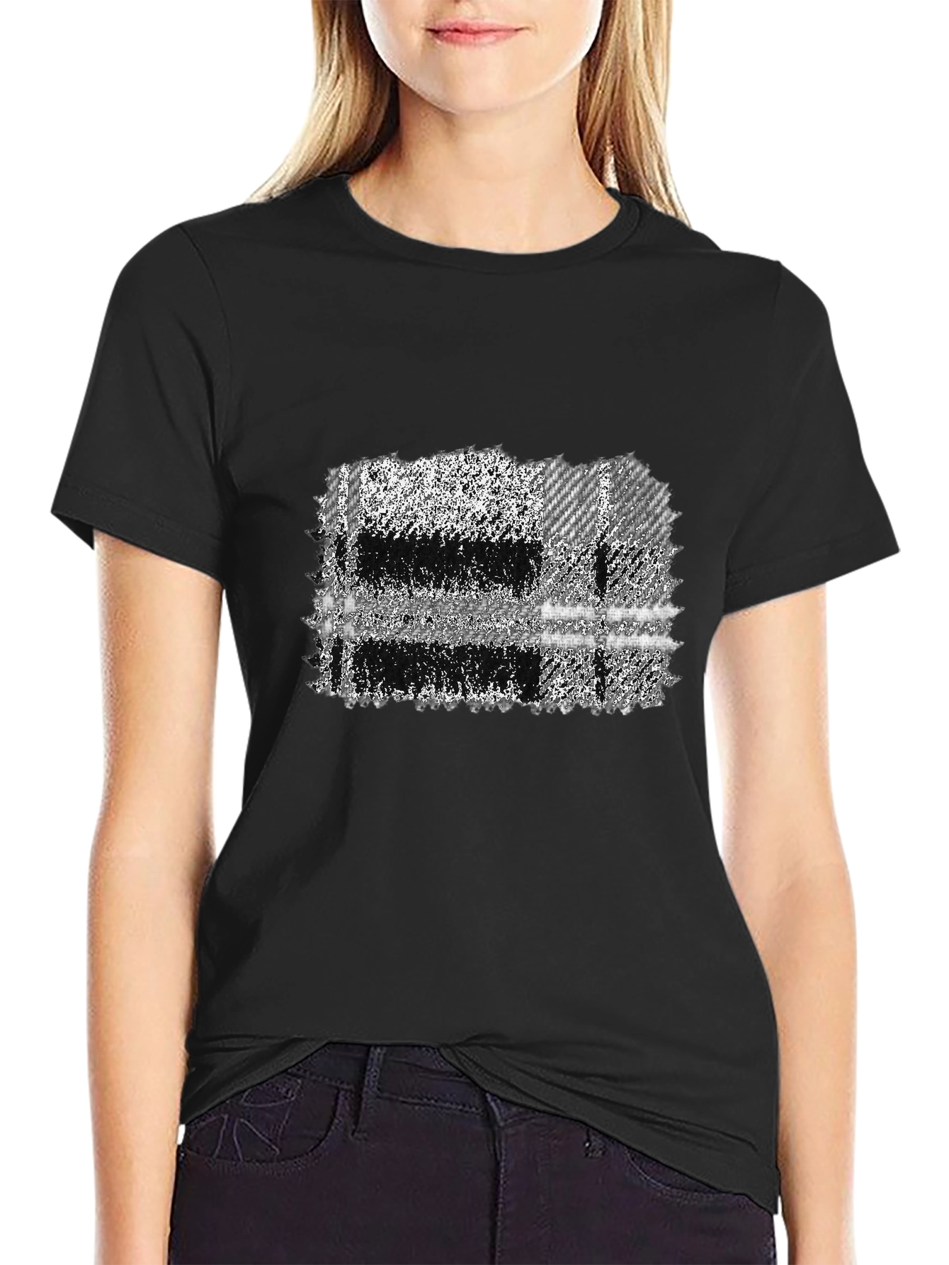 Abstract Plaid Graphic Tee - Mens Black T-Shirt