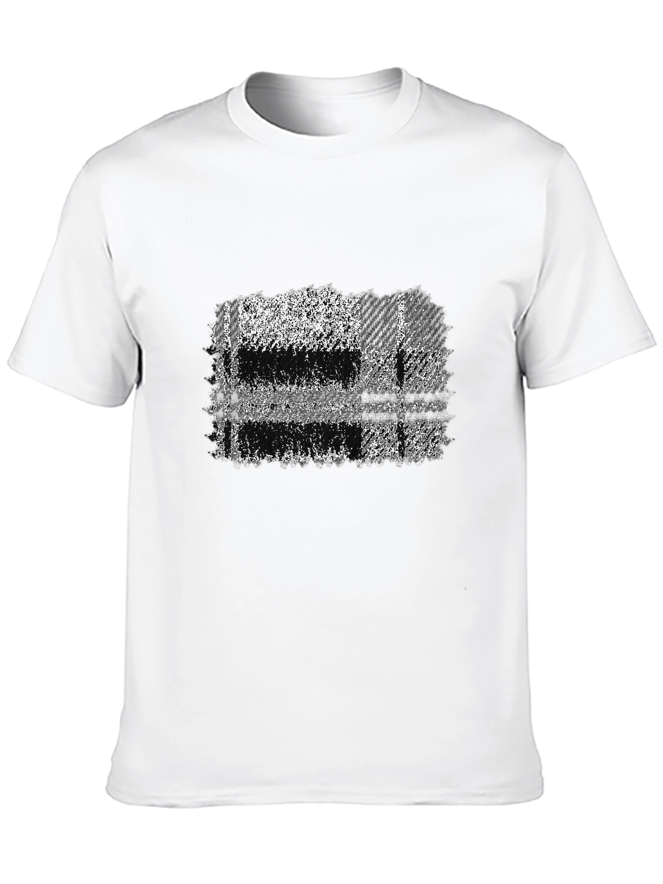 Abstract Plaid Graphic Tee - Mens Black T-Shirt