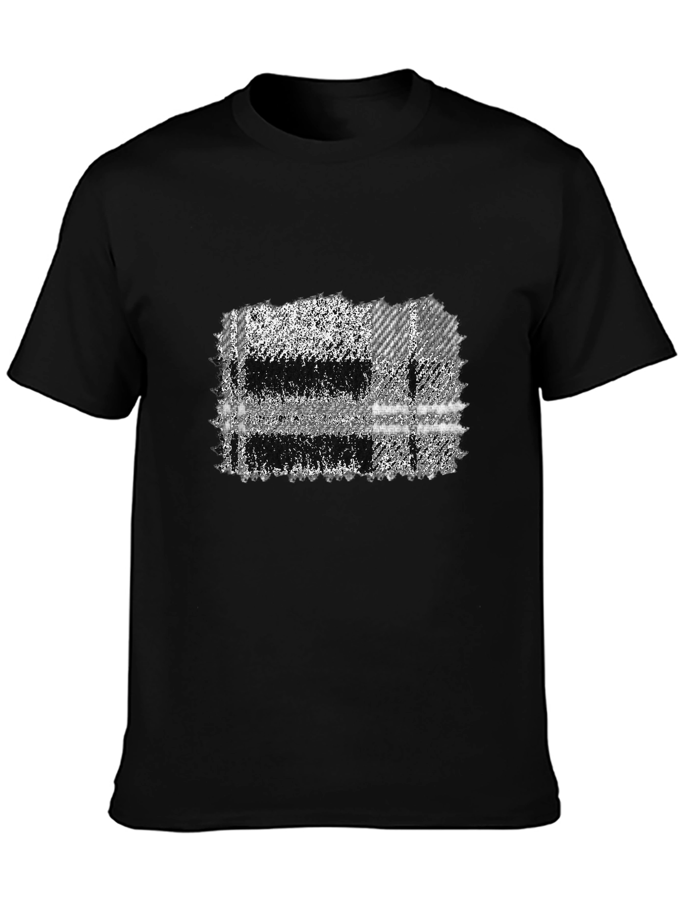 Abstract Plaid Graphic Tee - Mens Black T-Shirt