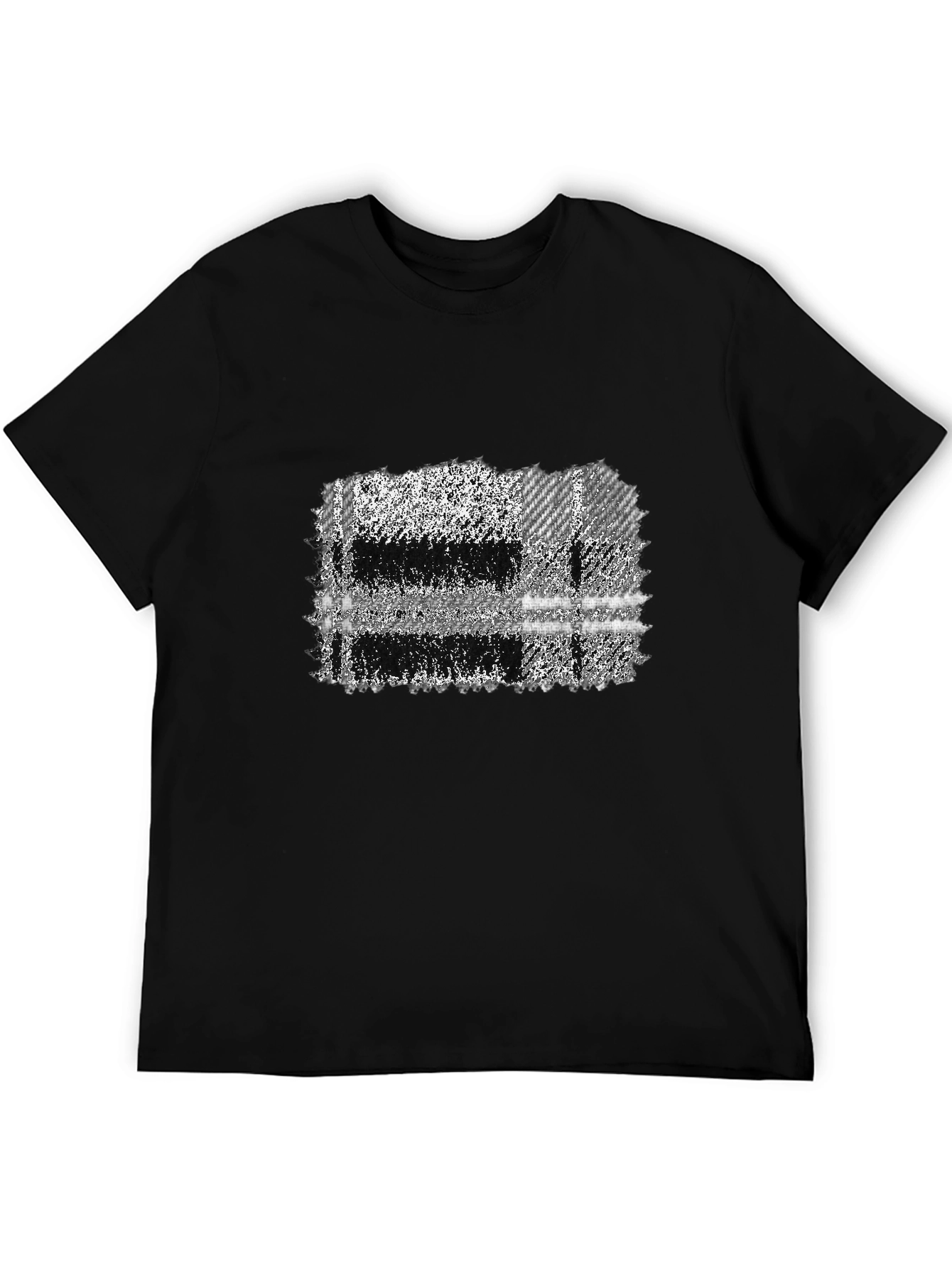 Abstract Plaid Graphic Tee - Mens Black T-Shirt