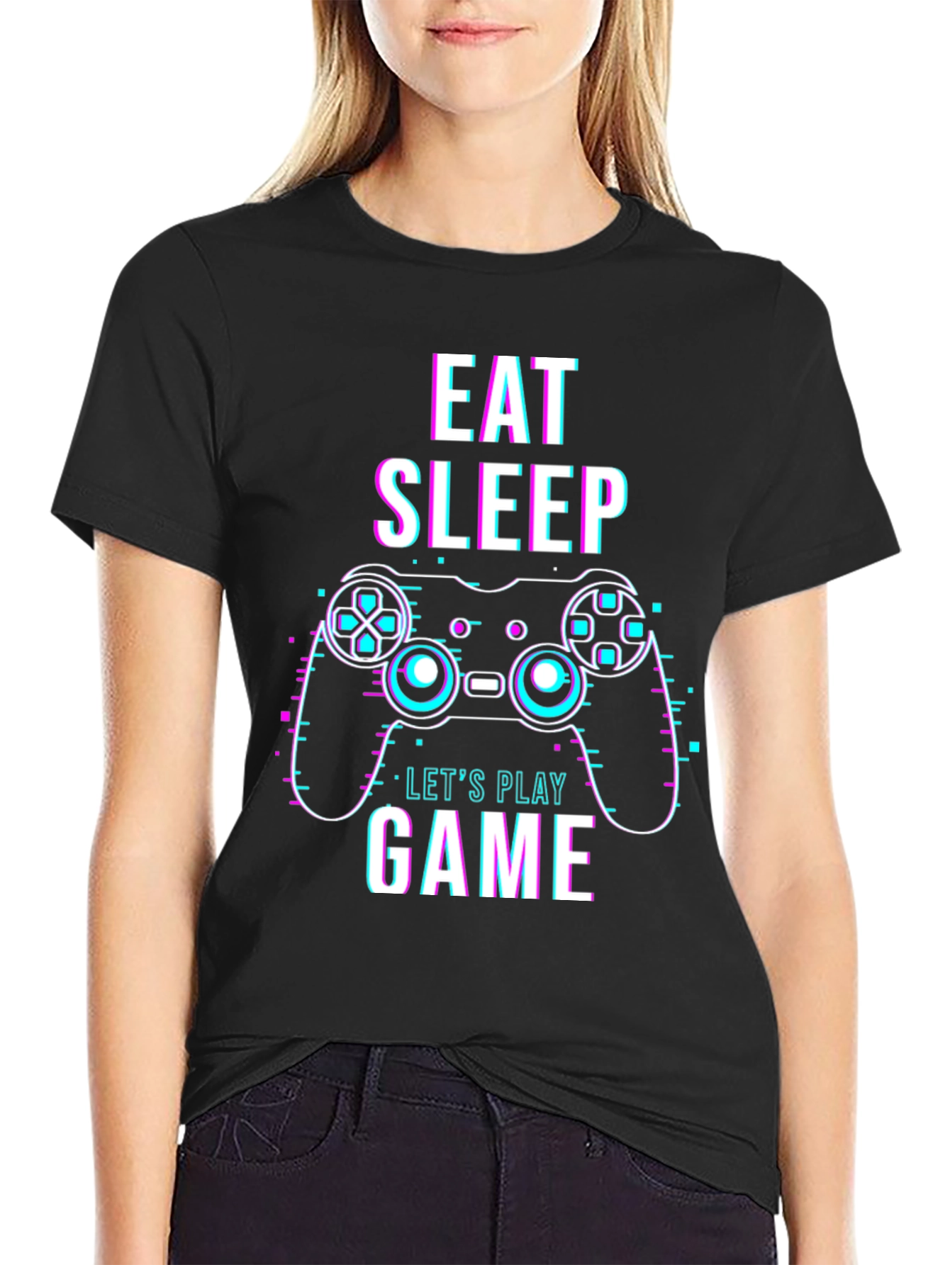 Eat Sleep Game Black Graphic Tee