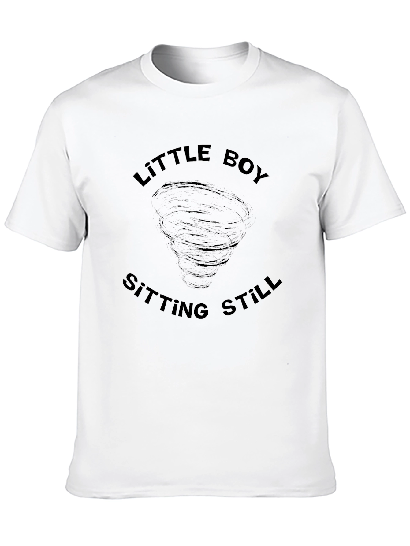 Little Boy Sitting Still Tornado Graphic Tee - Black
