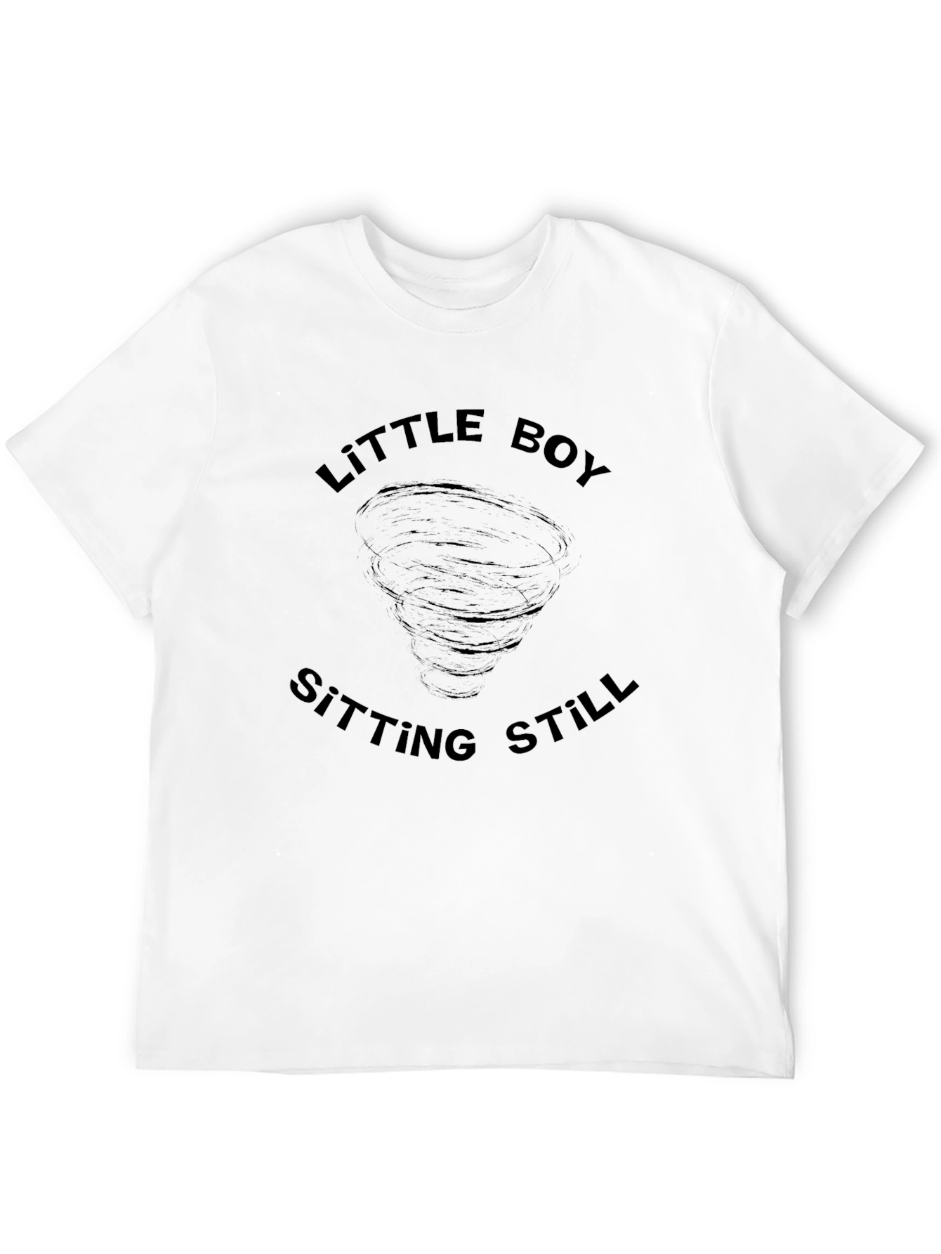 Little Boy Sitting Still Tornado Graphic Tee - Black
