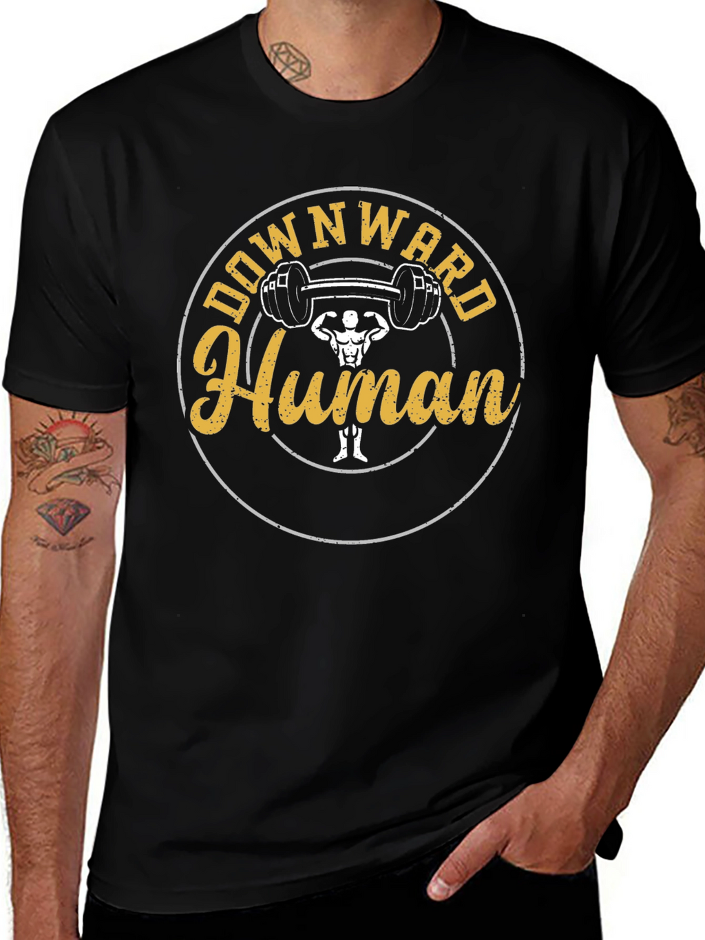 Downward Human Black Graphic Tee