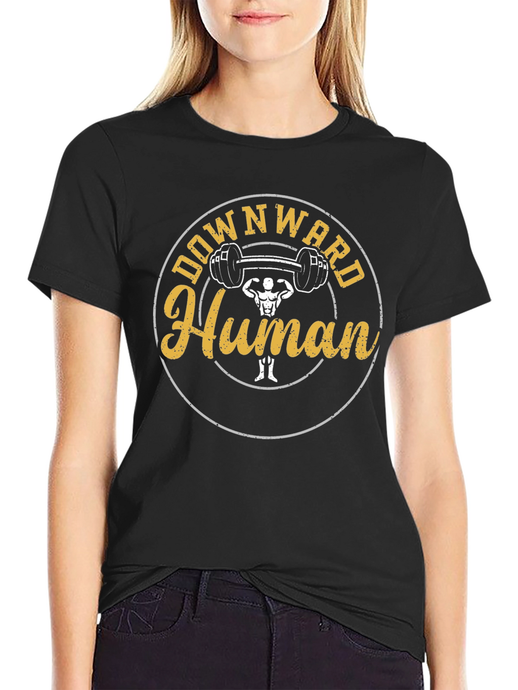 Downward Human Black Graphic Tee