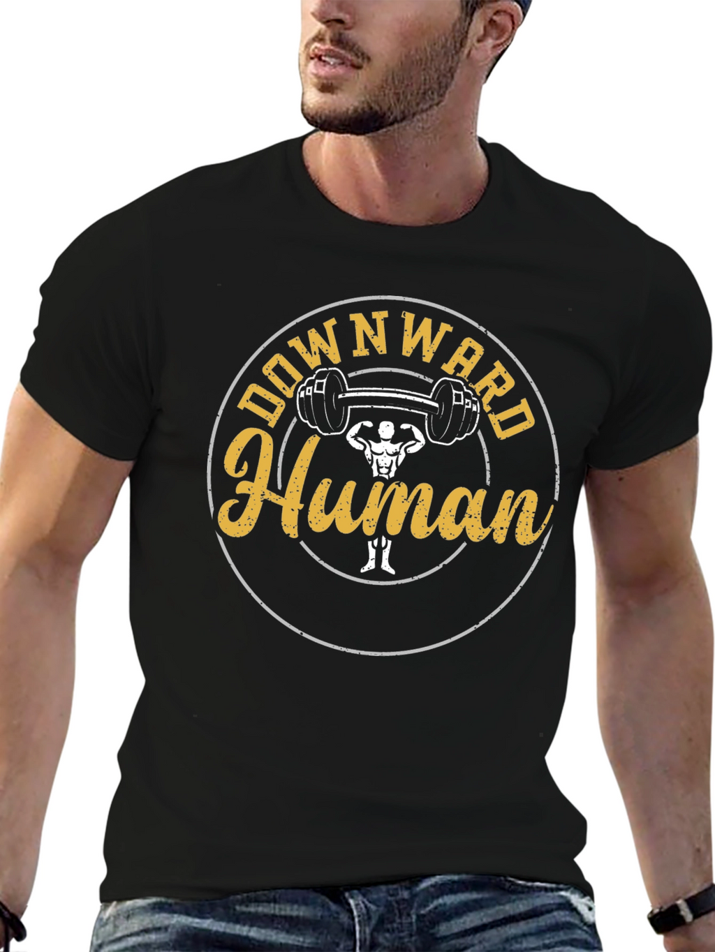 Downward Human Black Graphic Tee
