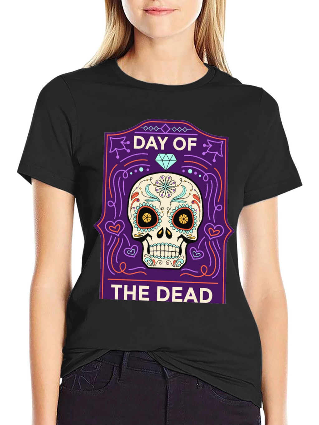 Day of the Dead Skull Graphic T-Shirt