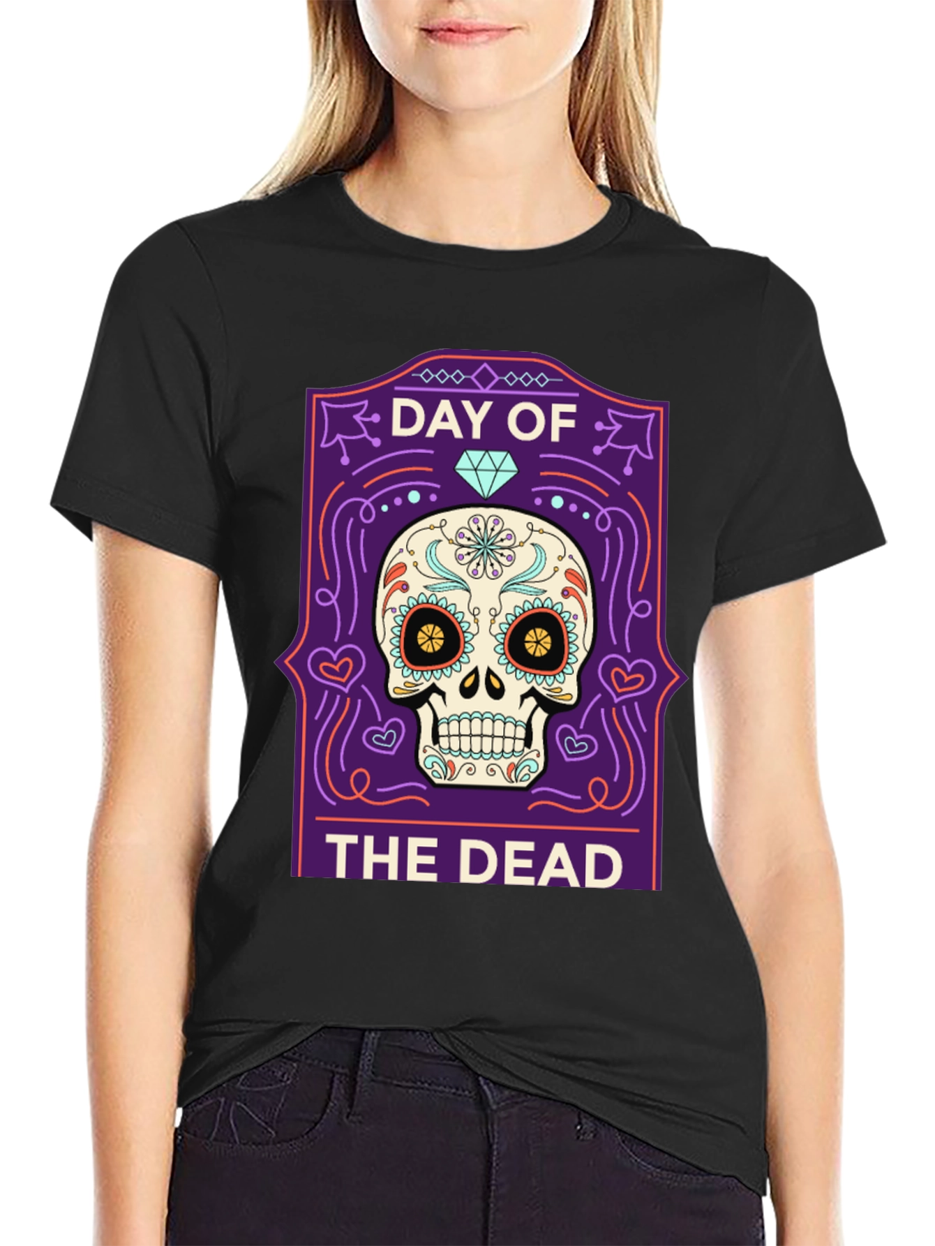 Day of the Dead Skull Graphic T-Shirt