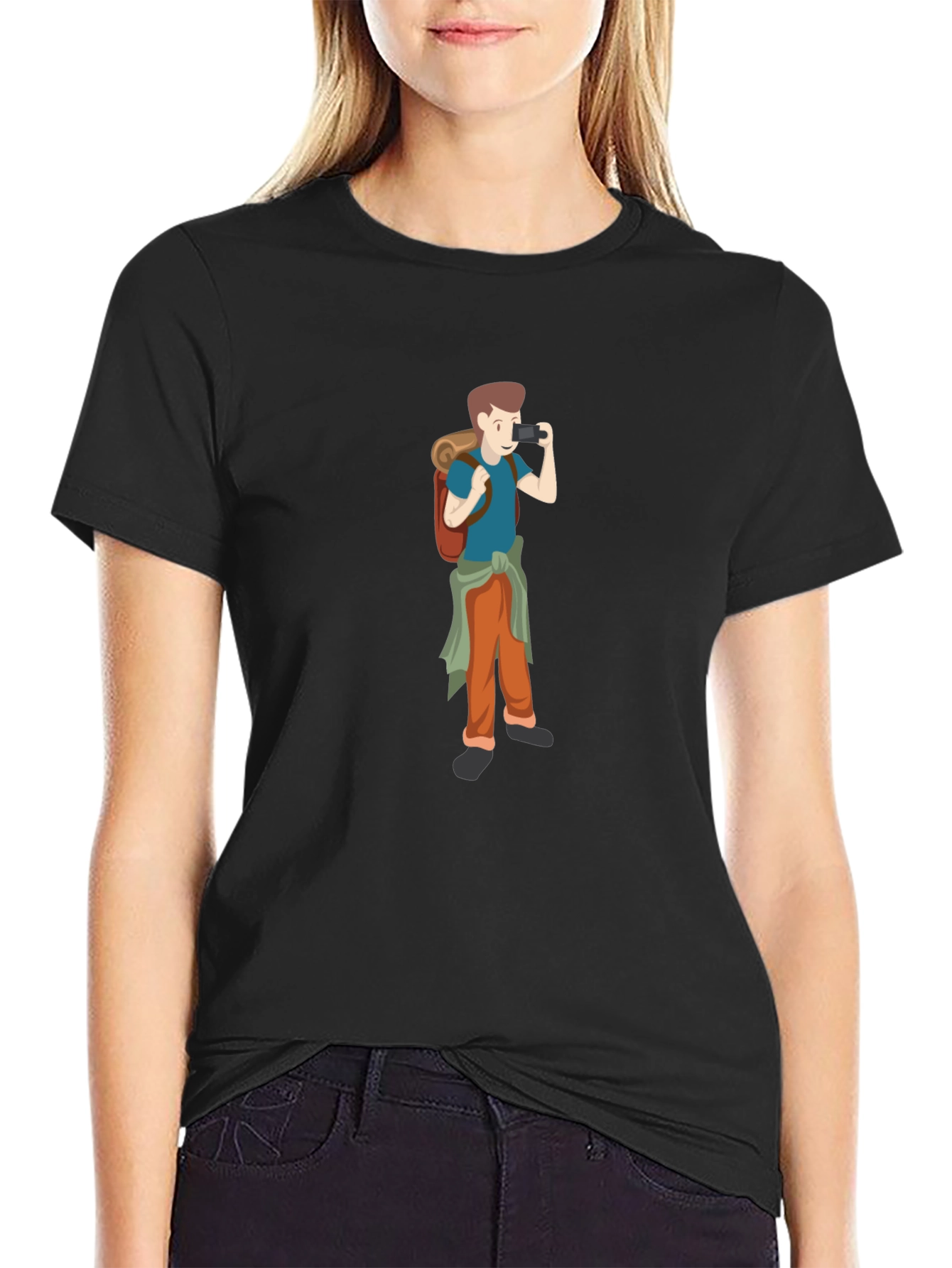 Black T-Shirt with Photographer Graphic
