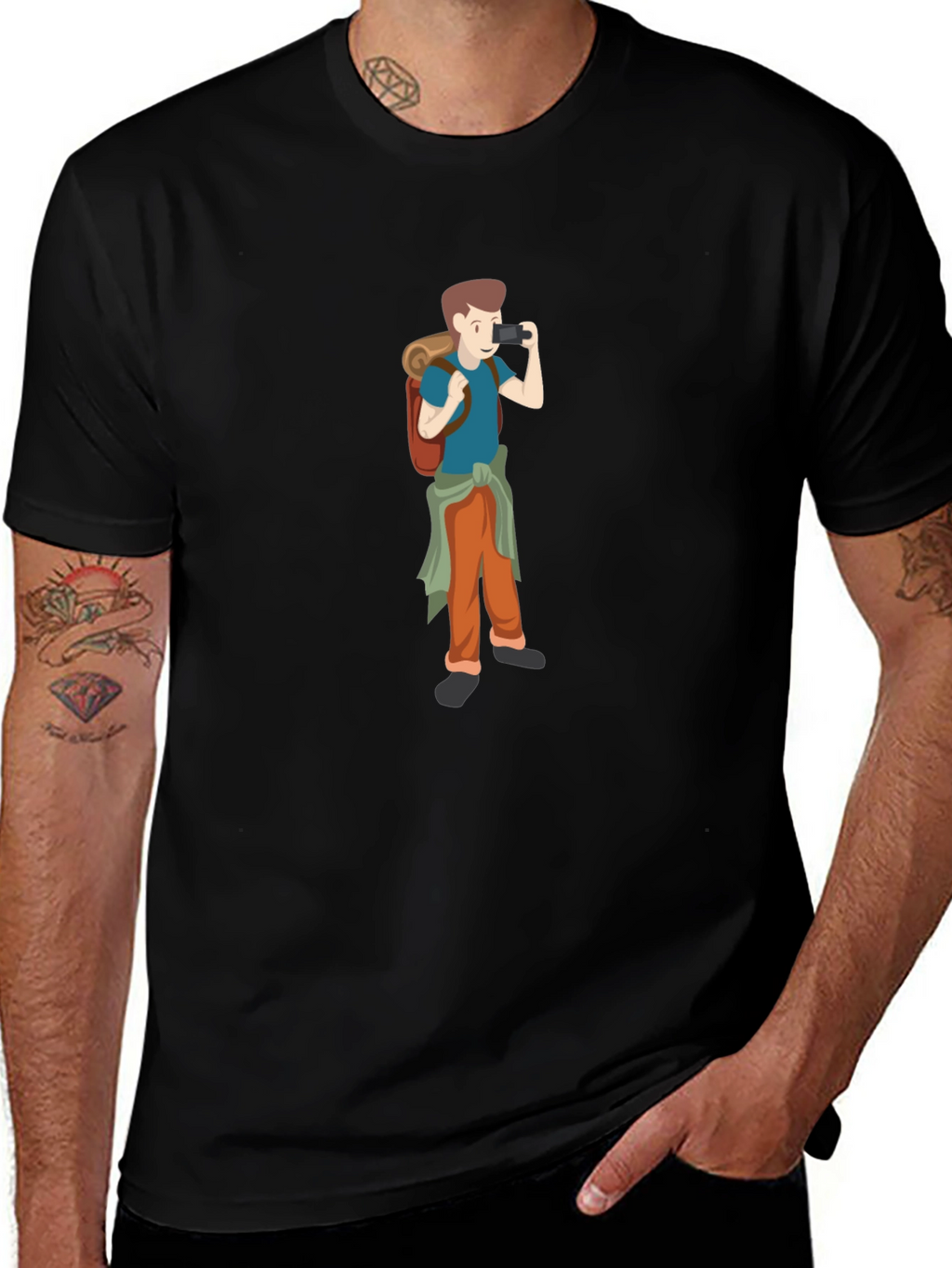 Black T-Shirt with Photographer Graphic