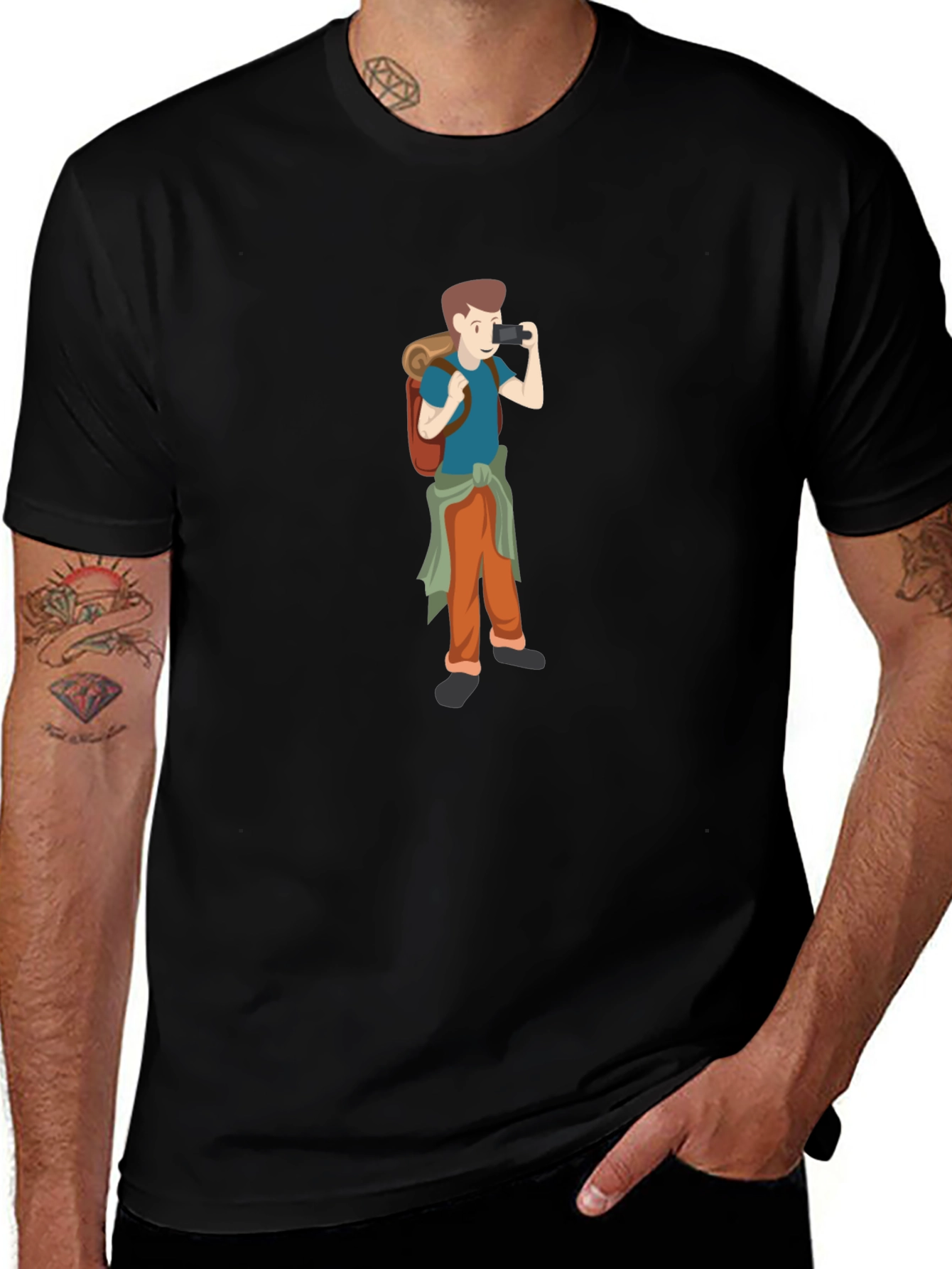 Black T-Shirt with Photographer Graphic