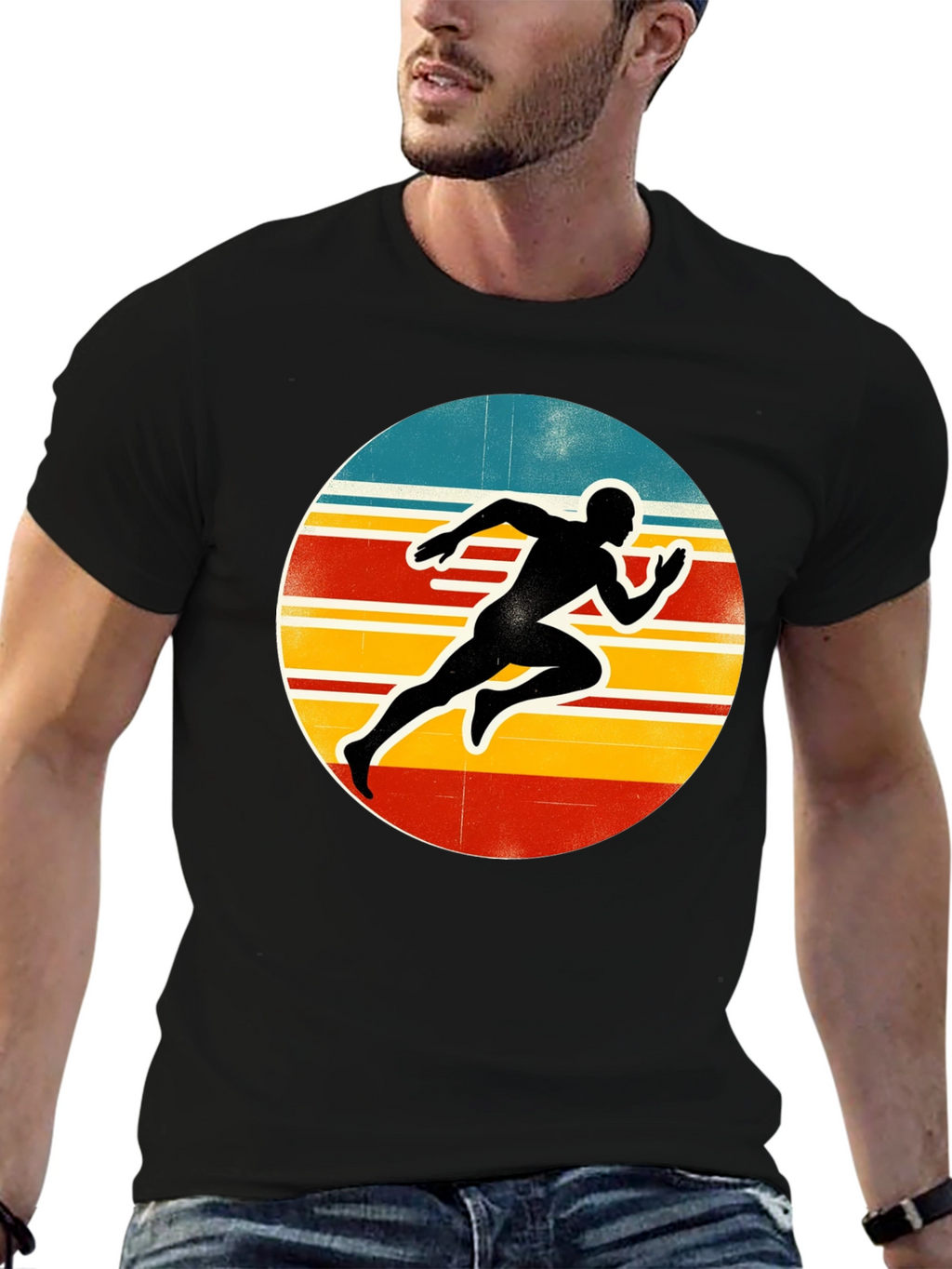 Retro Runner Graphic Tee - Black
