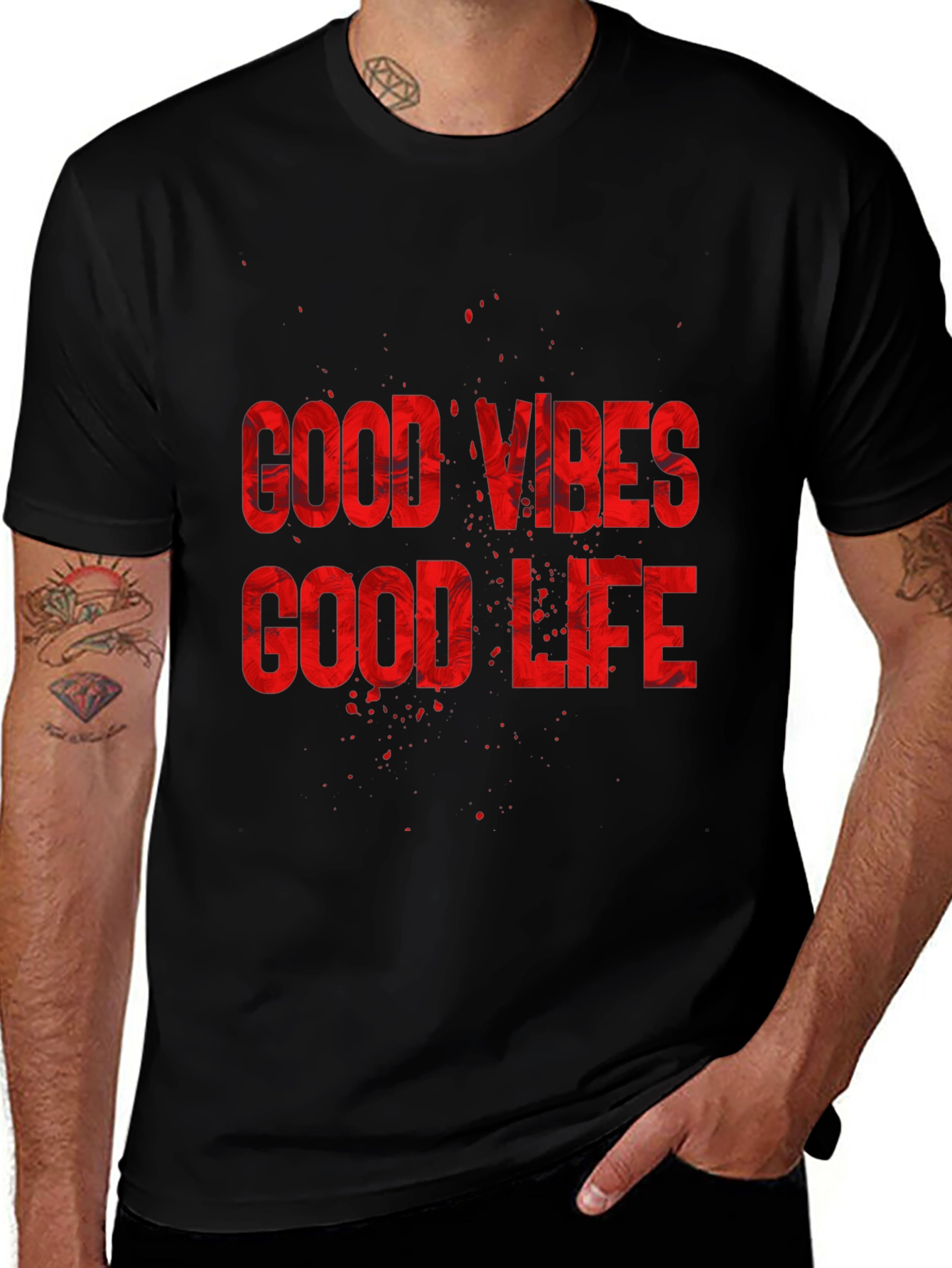 Good Vibes Good Life Graphic Tee - Mens Casual T-Shirt