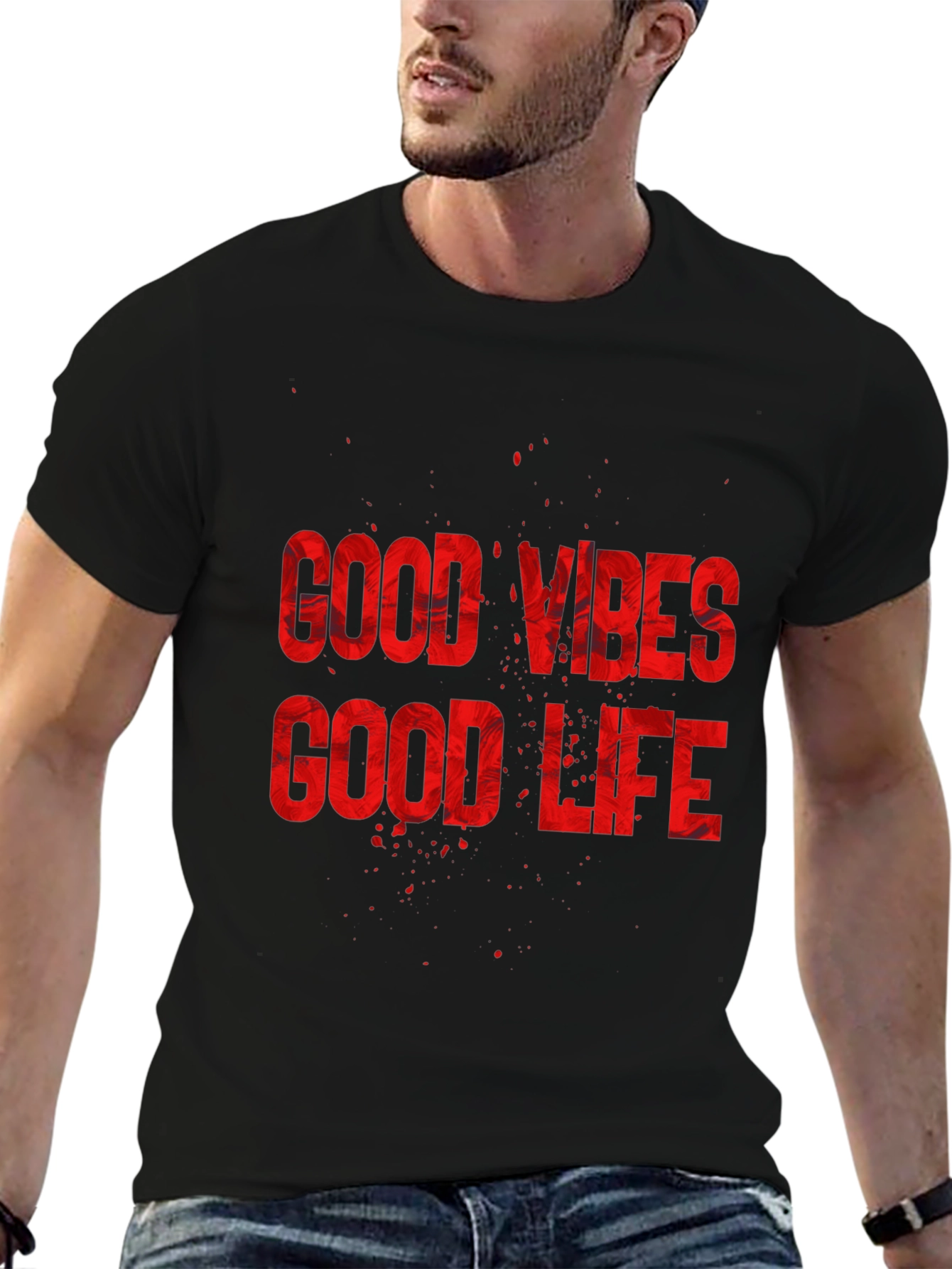 Good Vibes Good Life Graphic Tee - Mens Casual T-Shirt
