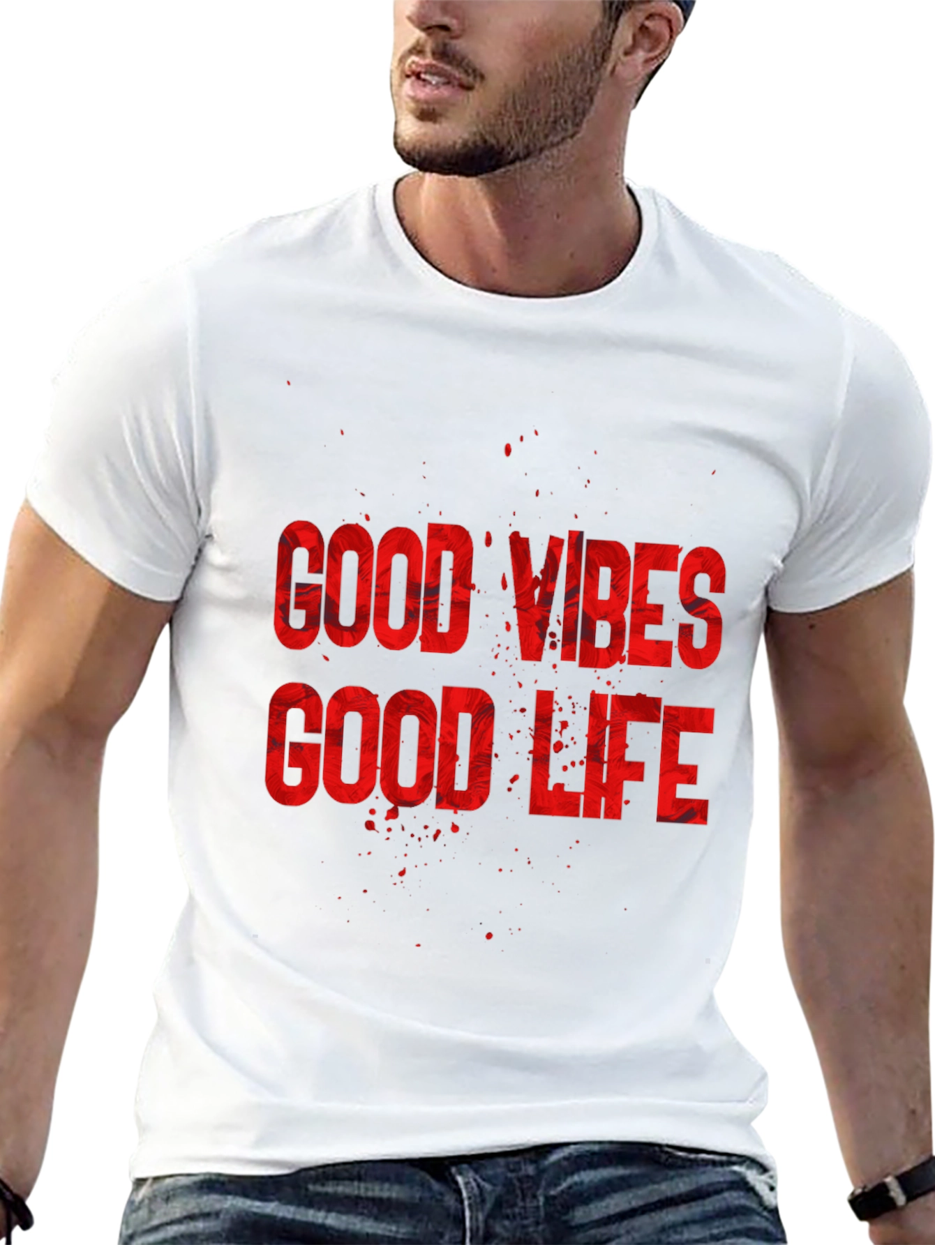 Good Vibes Good Life Graphic Tee - Mens Casual T-Shirt
