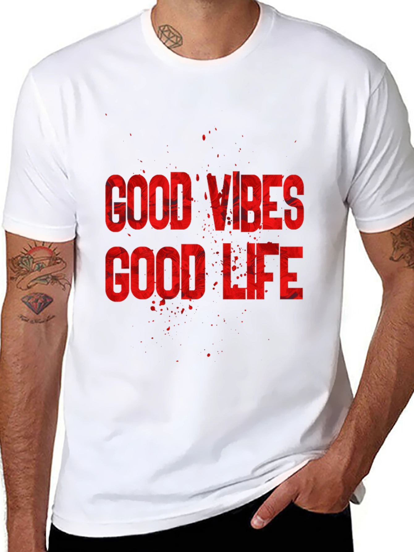 Good Vibes Good Life Graphic Tee - Mens Casual T-Shirt