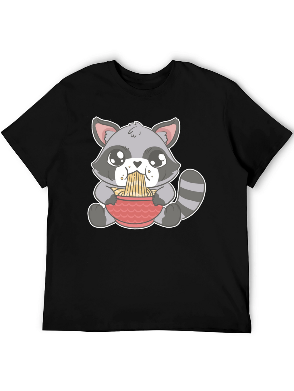 Cute Raccoon Ramen T-Shirt - Black