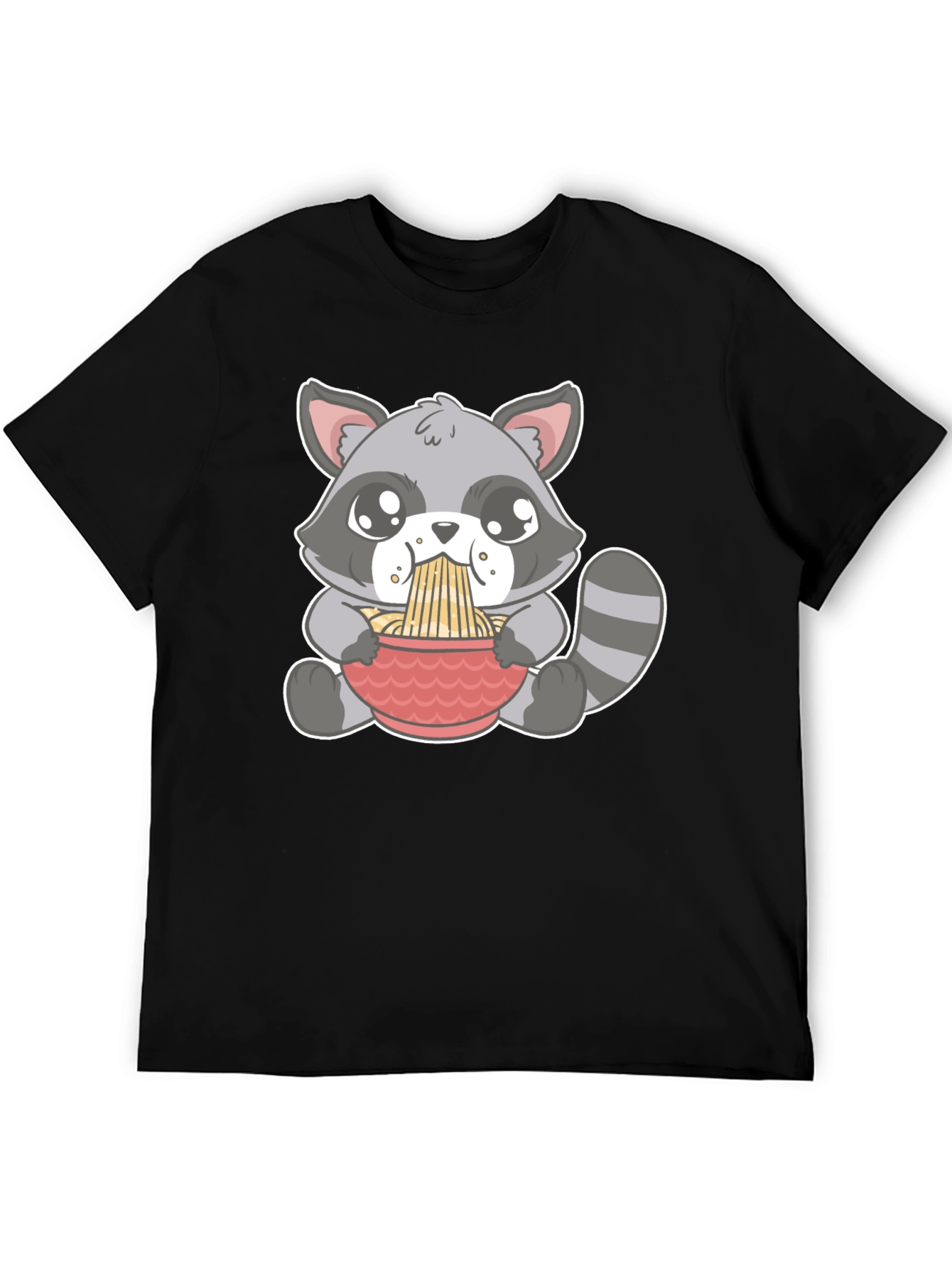 Cute Raccoon Ramen T-Shirt - Black
