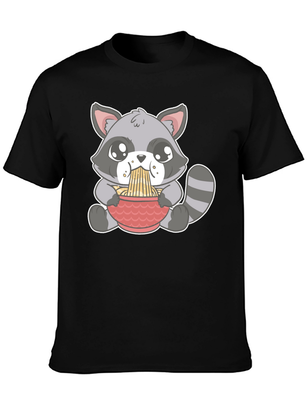 Cute Raccoon Ramen T-Shirt - Black