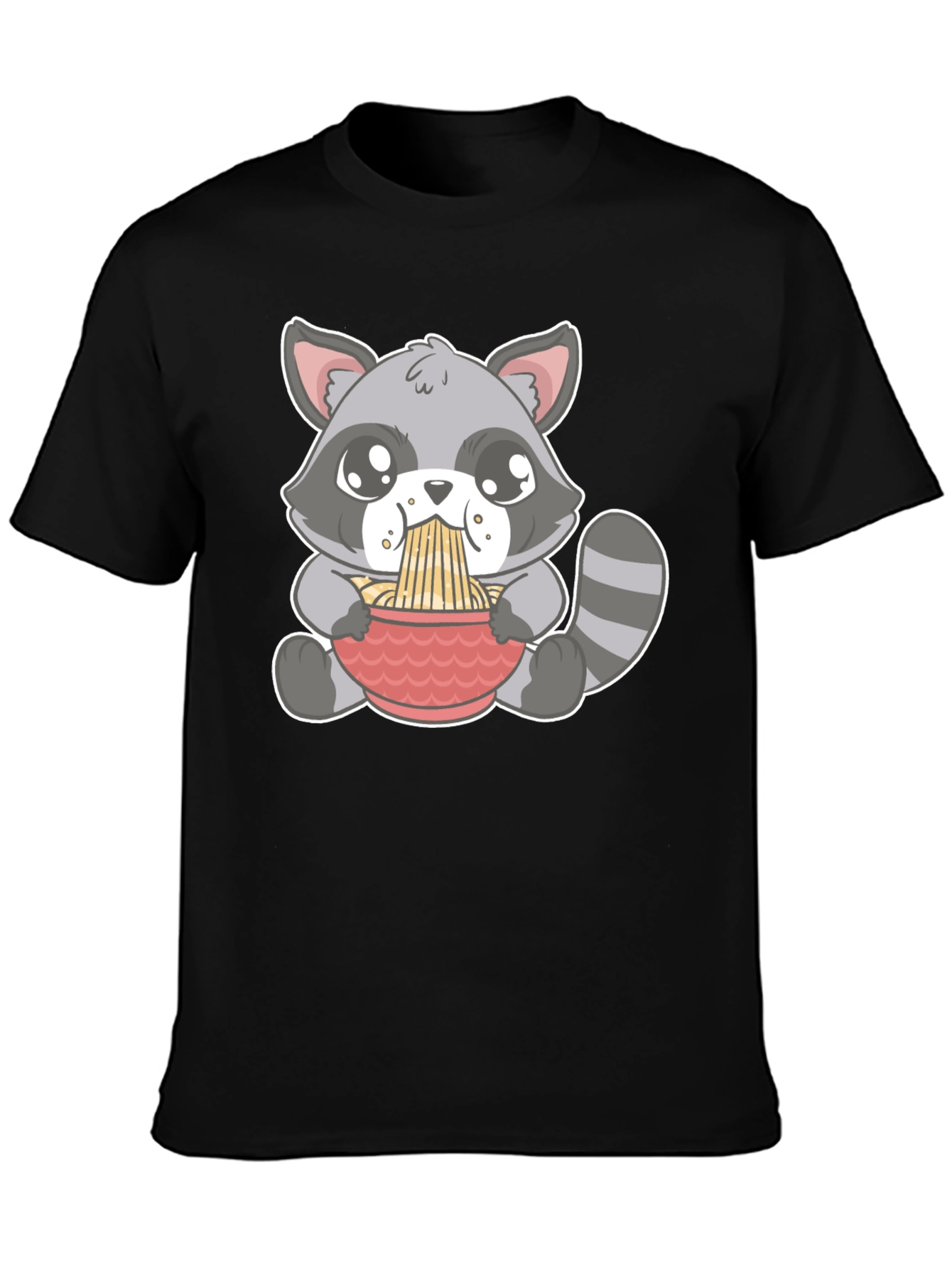 Cute Raccoon Ramen T-Shirt - Black