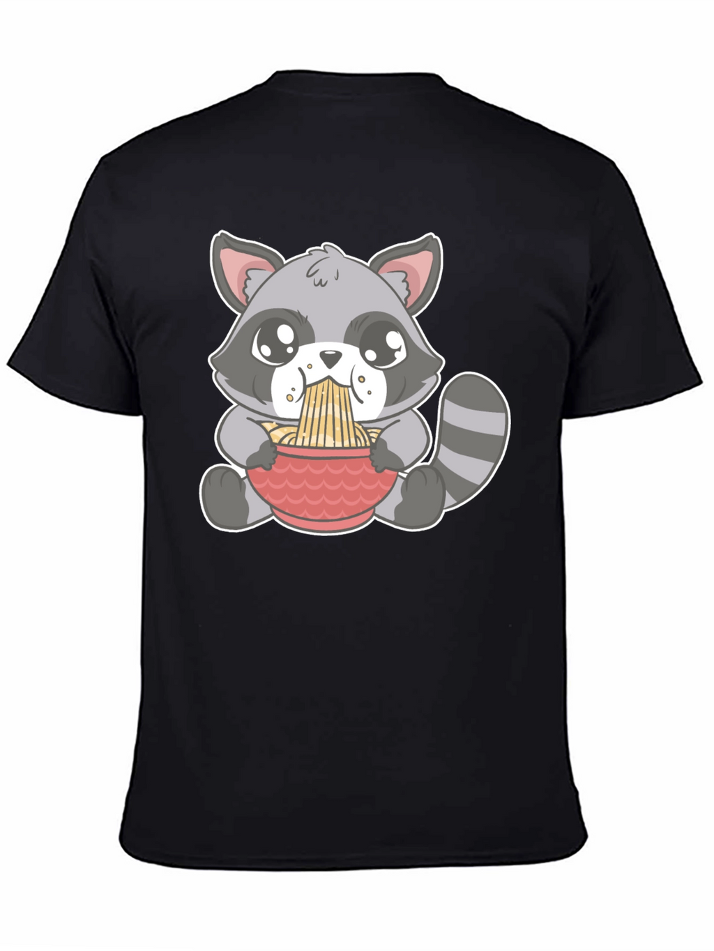 Cute Raccoon Ramen T-Shirt - Black