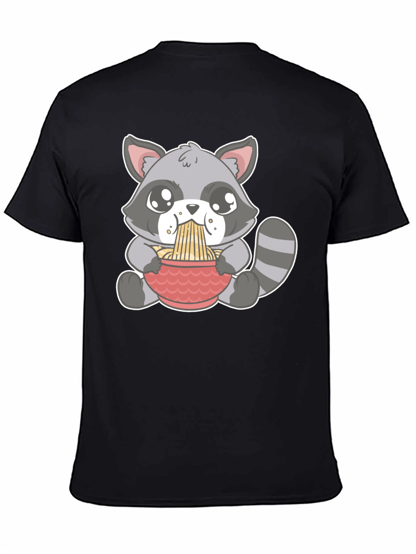 Cute Raccoon Ramen T-Shirt - Black
