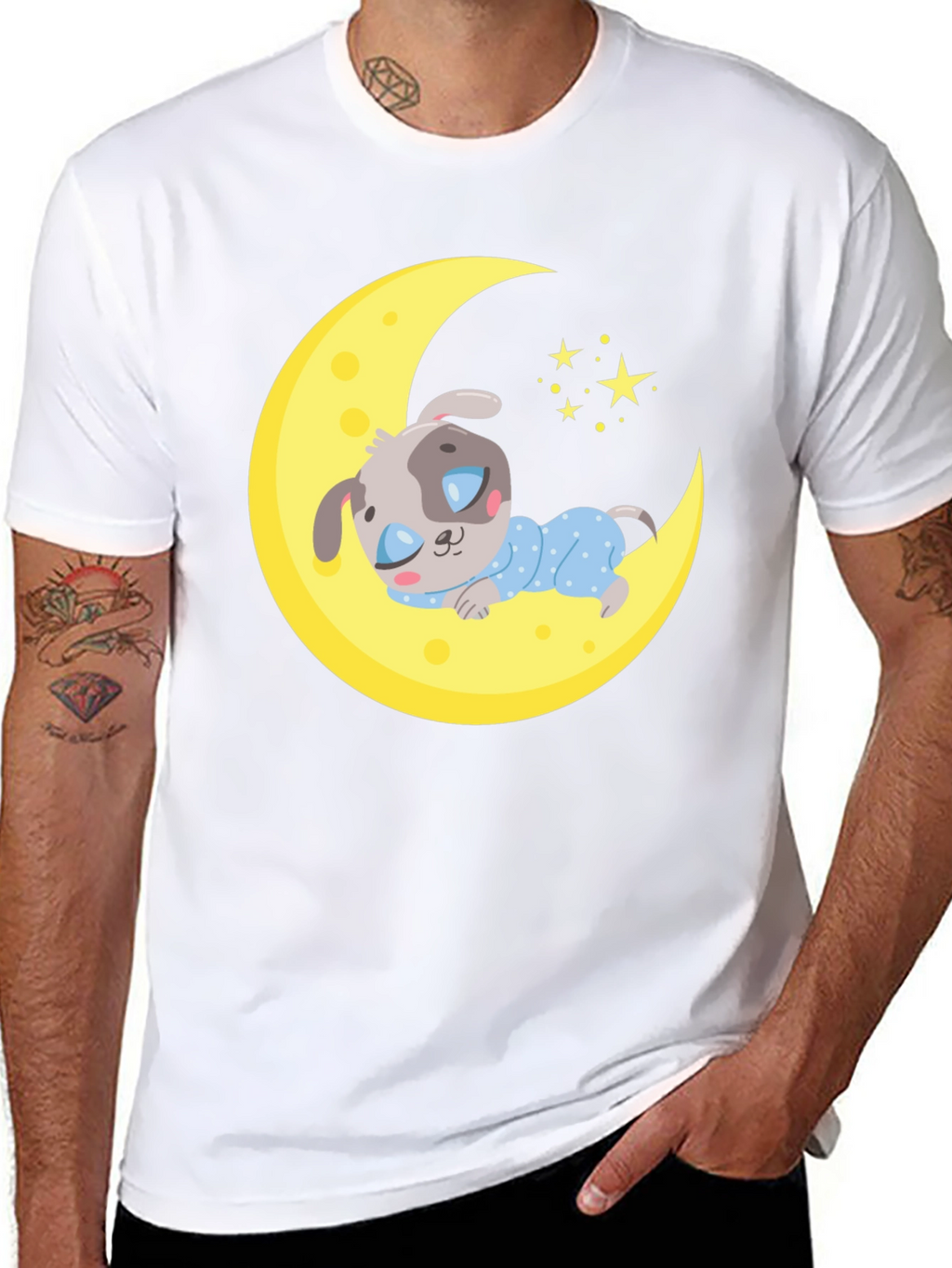 Cute Moon and Sleeping Dog T-Shirt